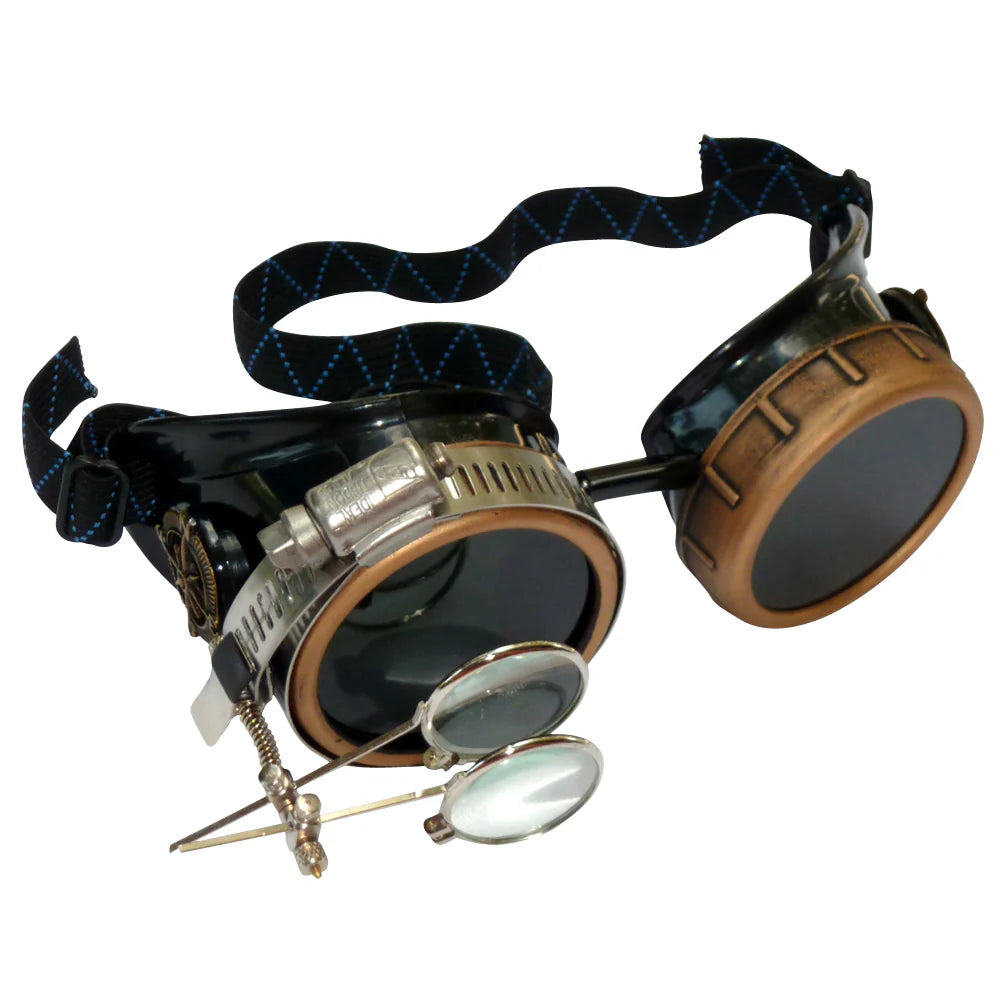 black steampunk goggles Steampunk Goggles With Magnifying Loupes Black Lenses