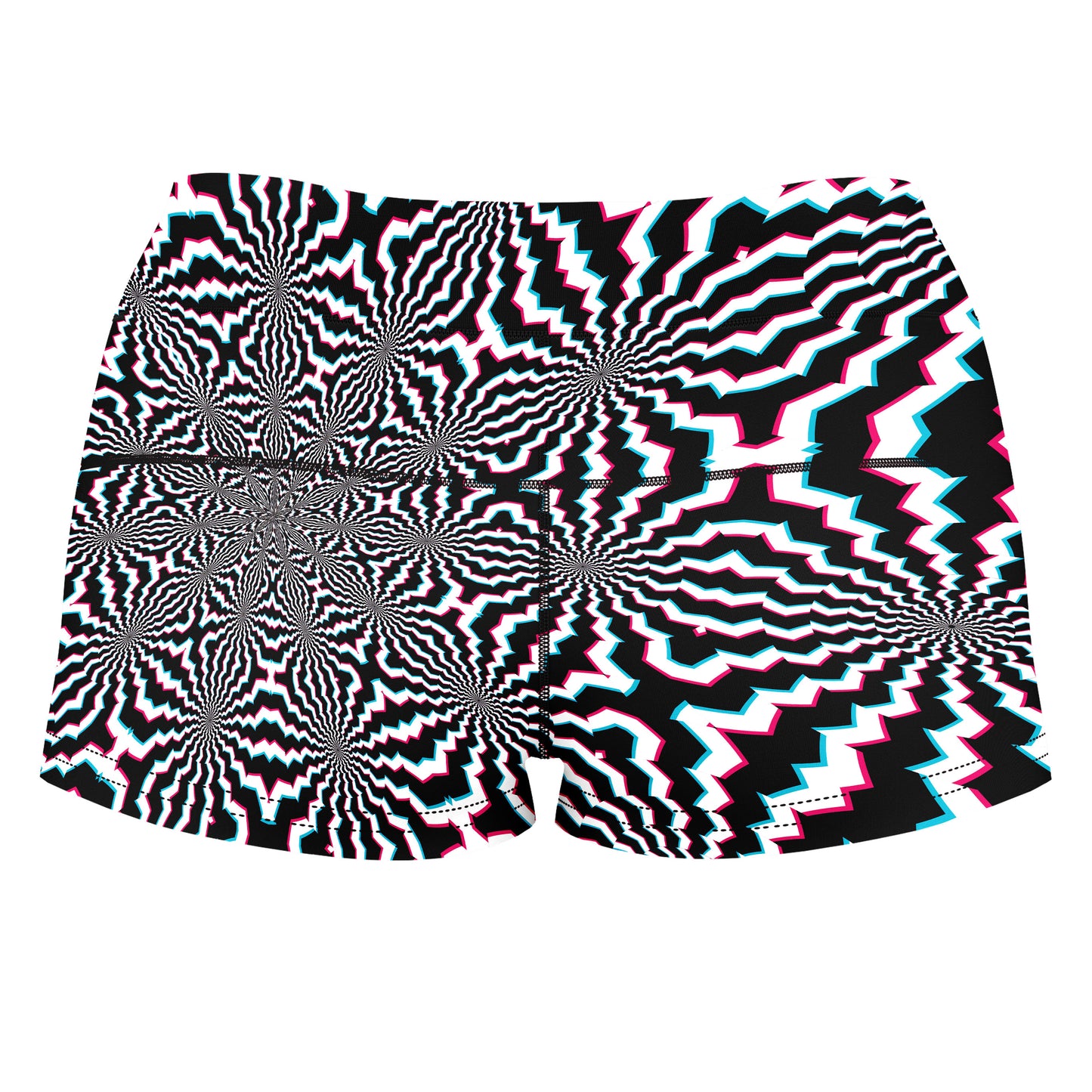 Fractal Ripples High-Waisted Women's Shorts, Art Design Works, | iEDM