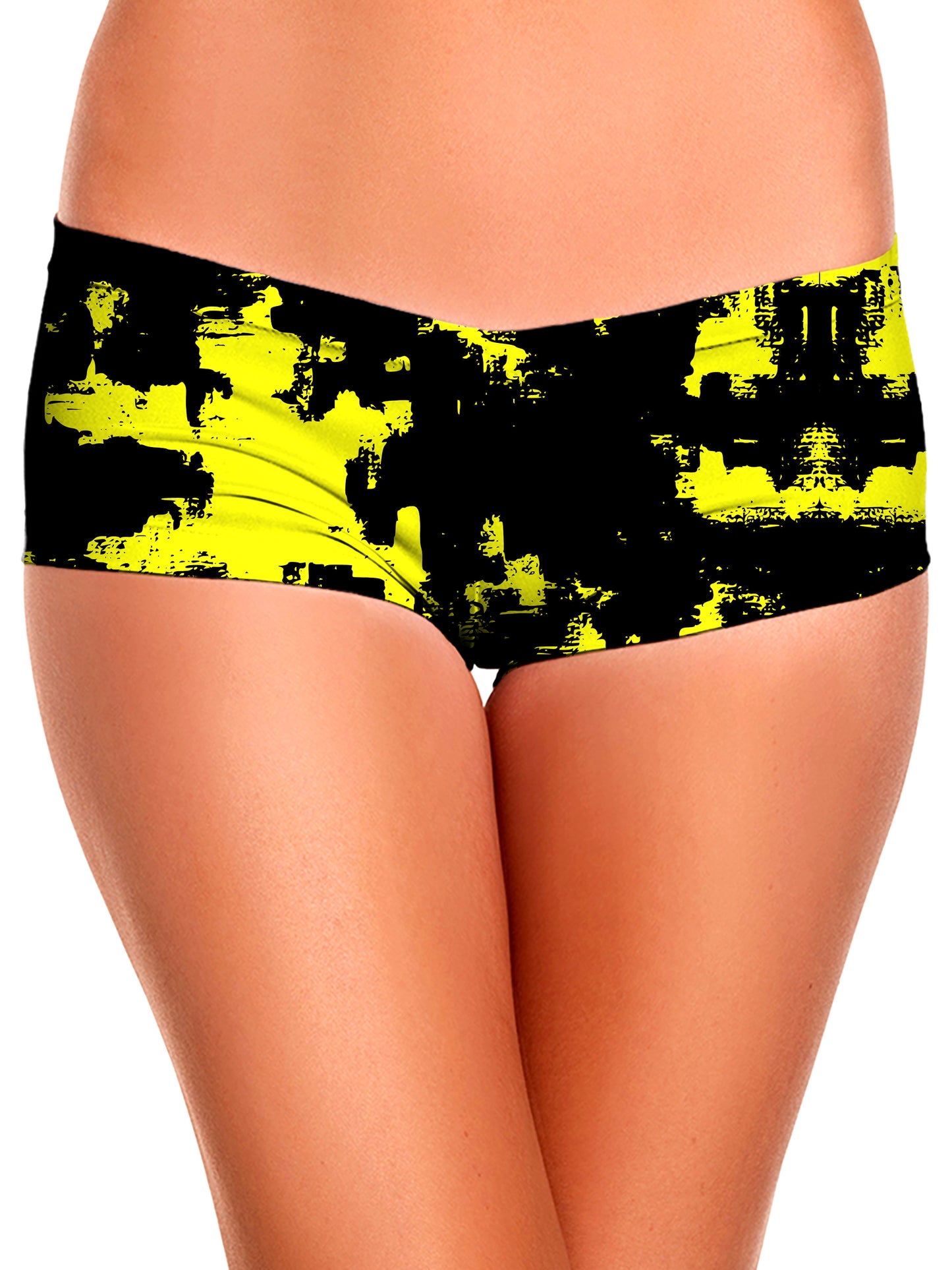 Black and Yellow Abstract Crop Top and Booty Shorts Combo, Big Tex Funkadelic, | iEDM