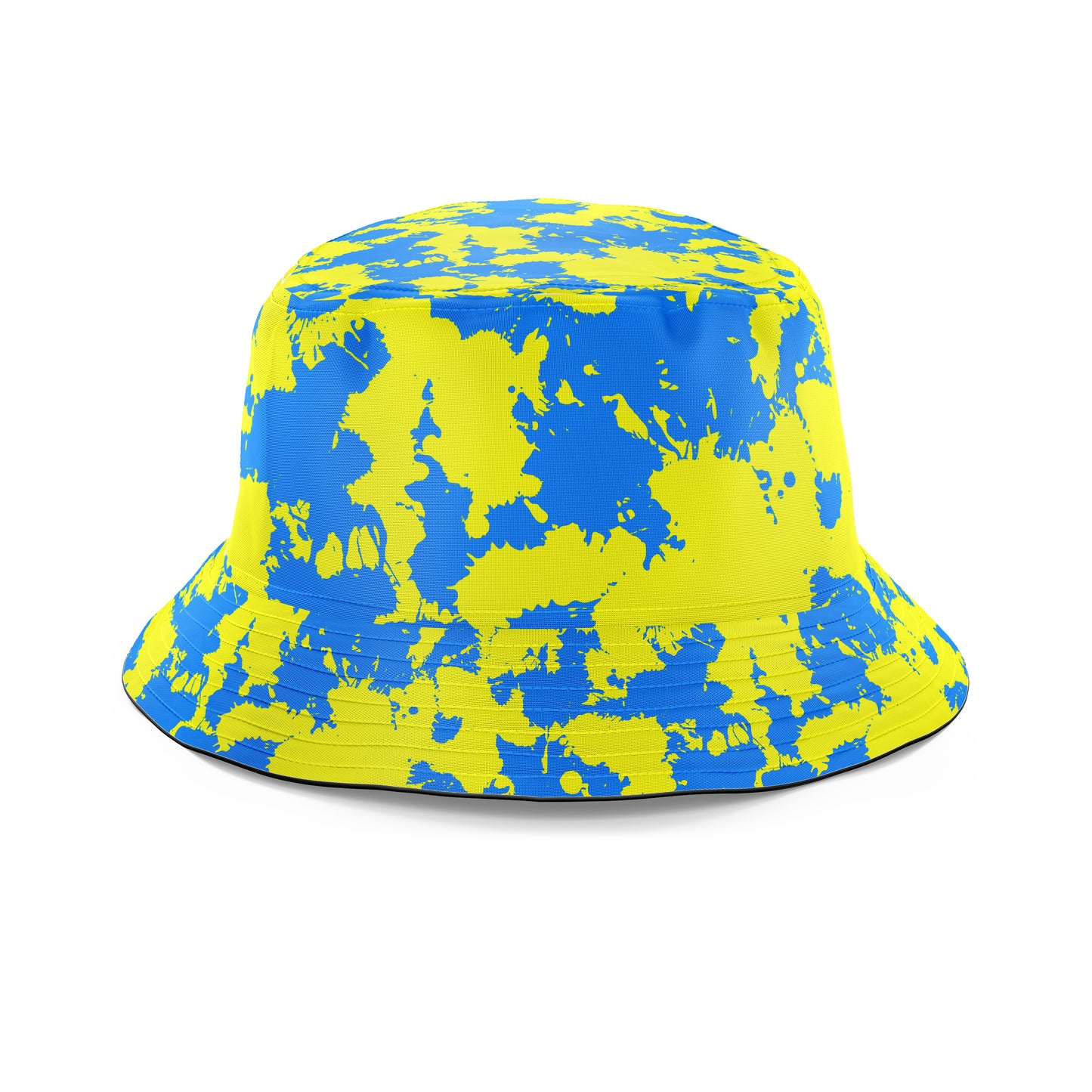 Yellow and Blue Paint Splatter T-Shirt and Shorts with Bucket Hat Combo, Big Tex Funkadelic, | iEDM