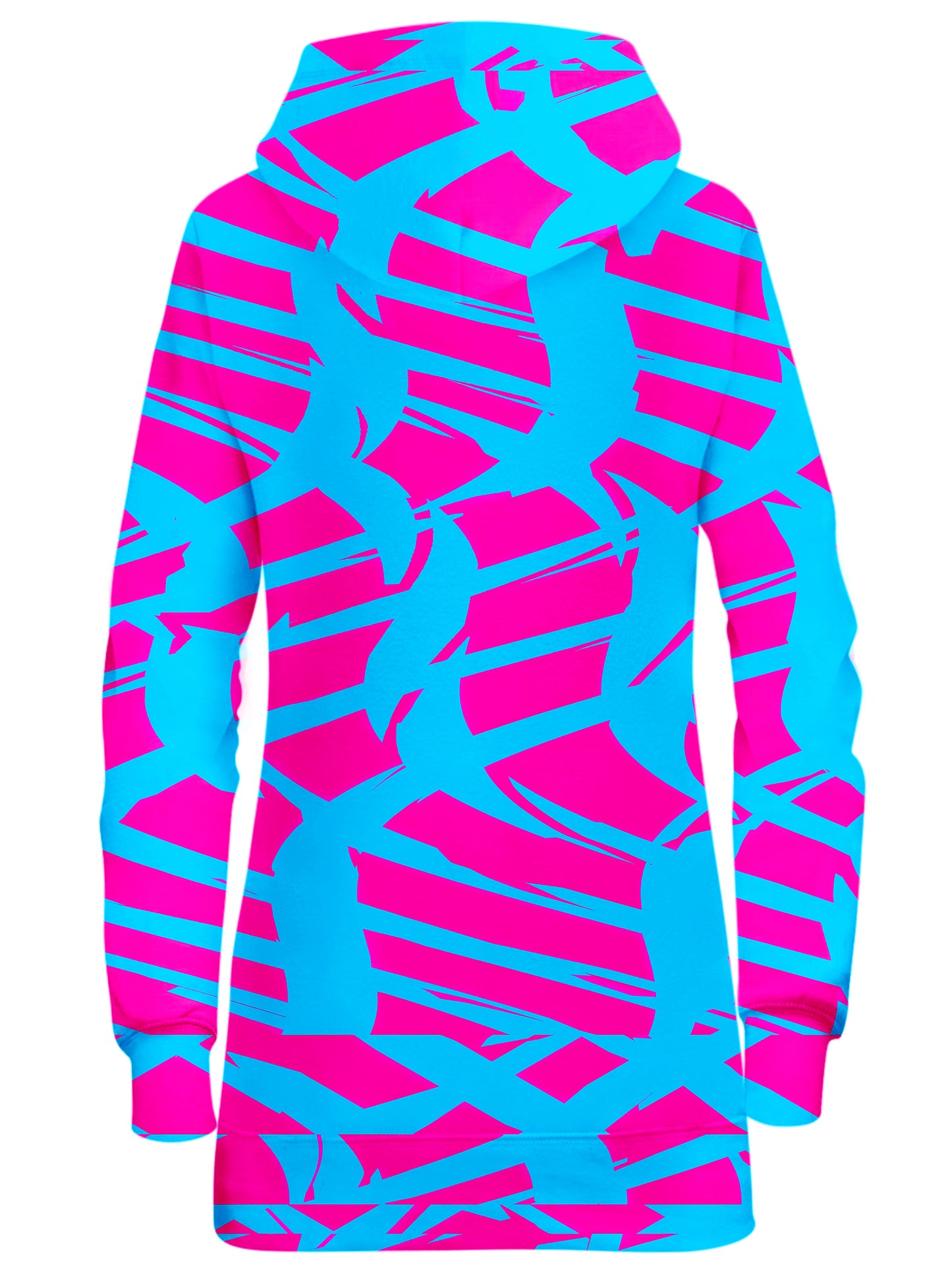 Pink and Blue Squiggly Rave Checkered Hoodie Dress, Big Tex Funkadelic, | iEDM