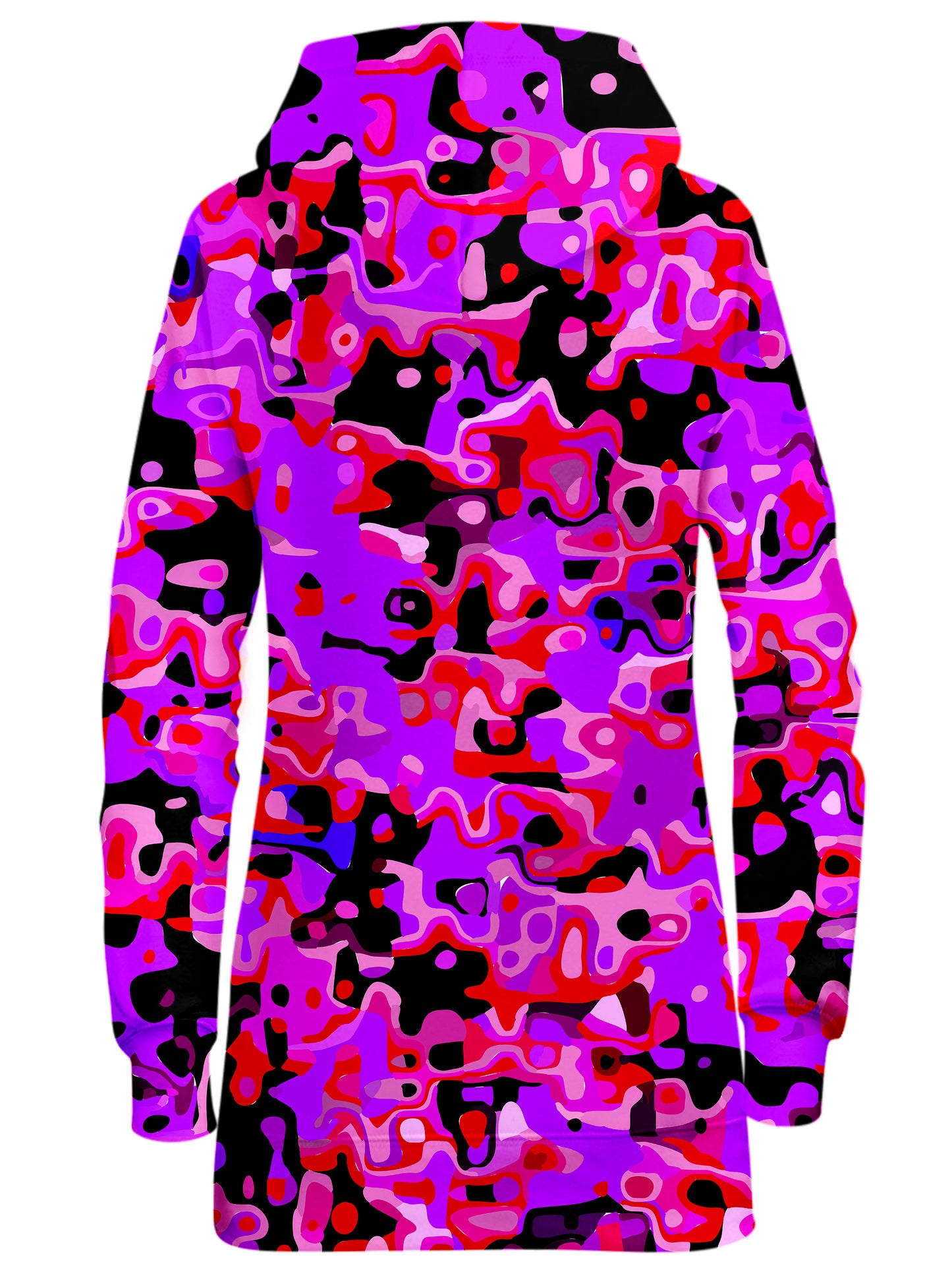Purple Red and Black Rave Camo Melt Hoodie Dress, Big Tex Funkadelic, | iEDM