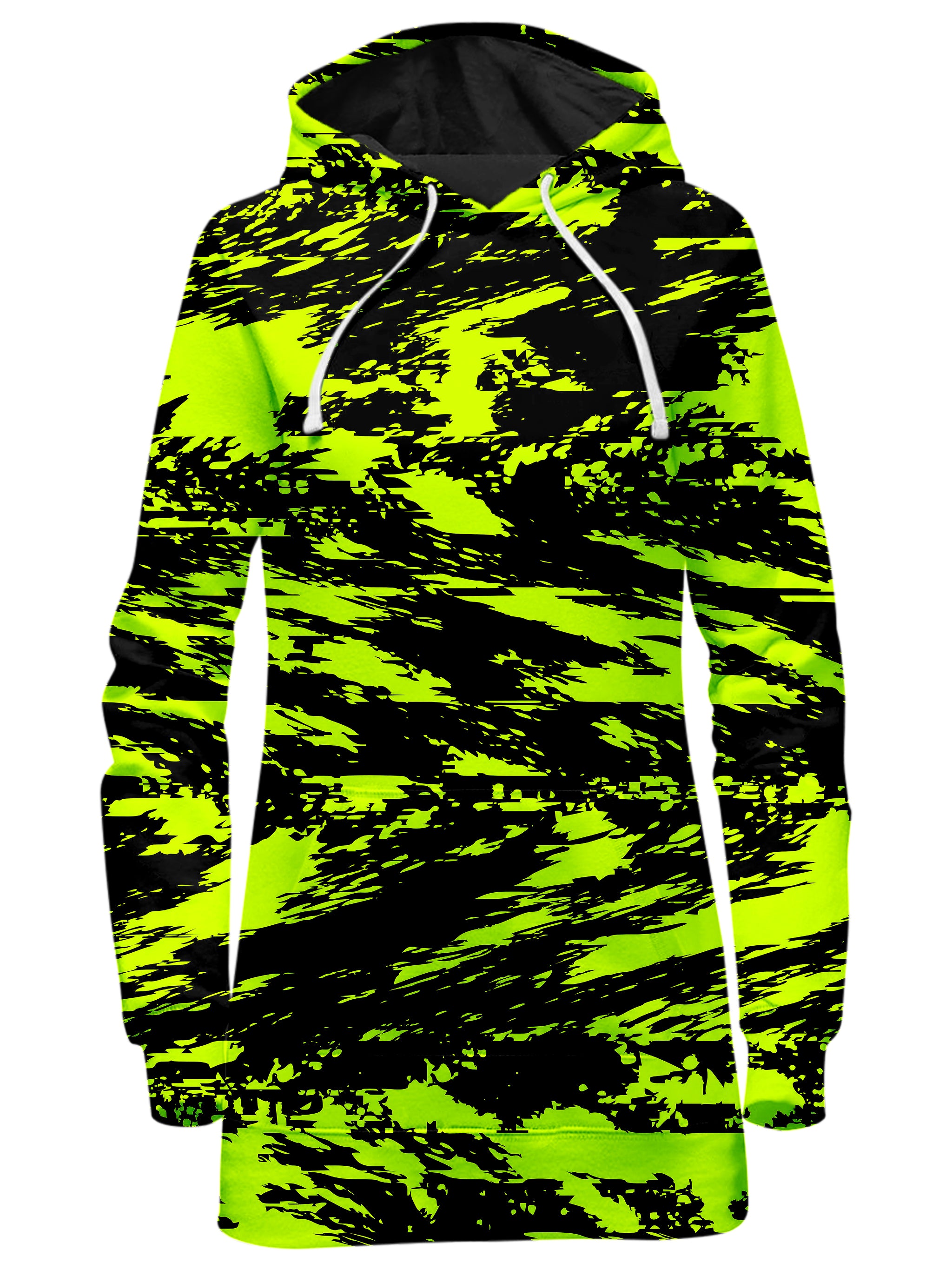 Black Lime Bolt Glitch Hoodie Dress Black Lime Bolt Glitch Hoodie Dress