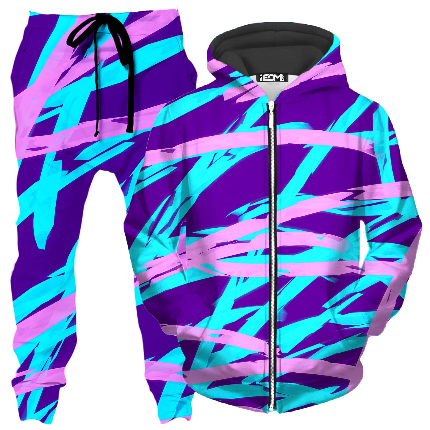 Purple and Blue Rave Abstract Zip-Up Hoodie and Joggers Combo, Big Tex Funkadelic, | iEDM