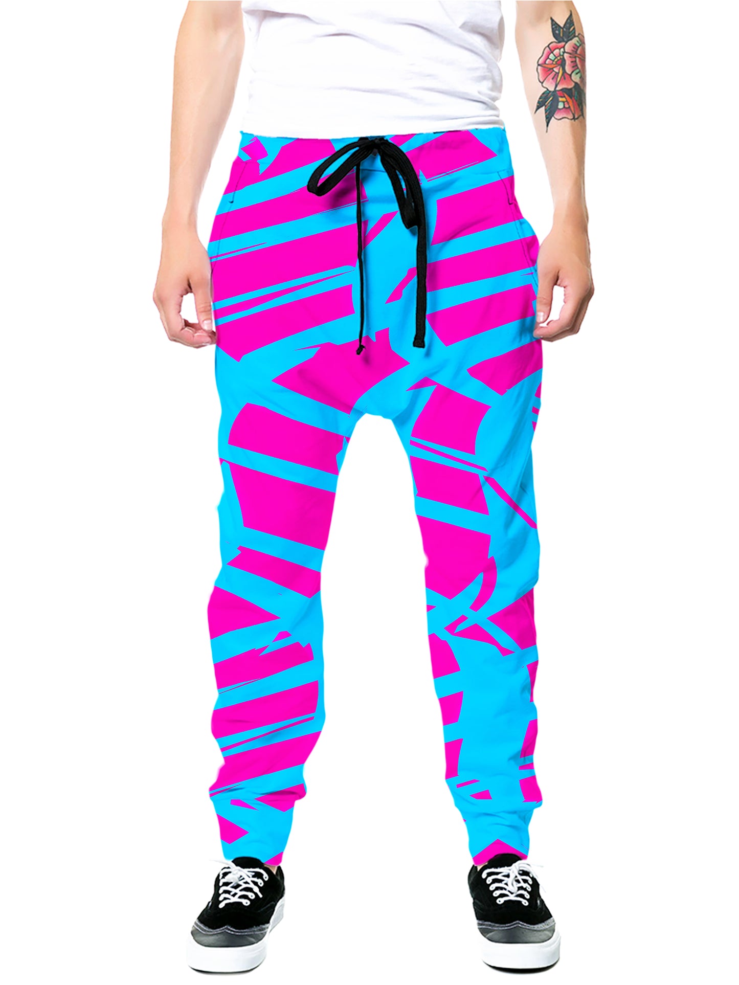 Pink and Blue Squiggly Rave Checkered T-Shirt and Joggers Combo, Big Tex Funkadelic, | iEDM