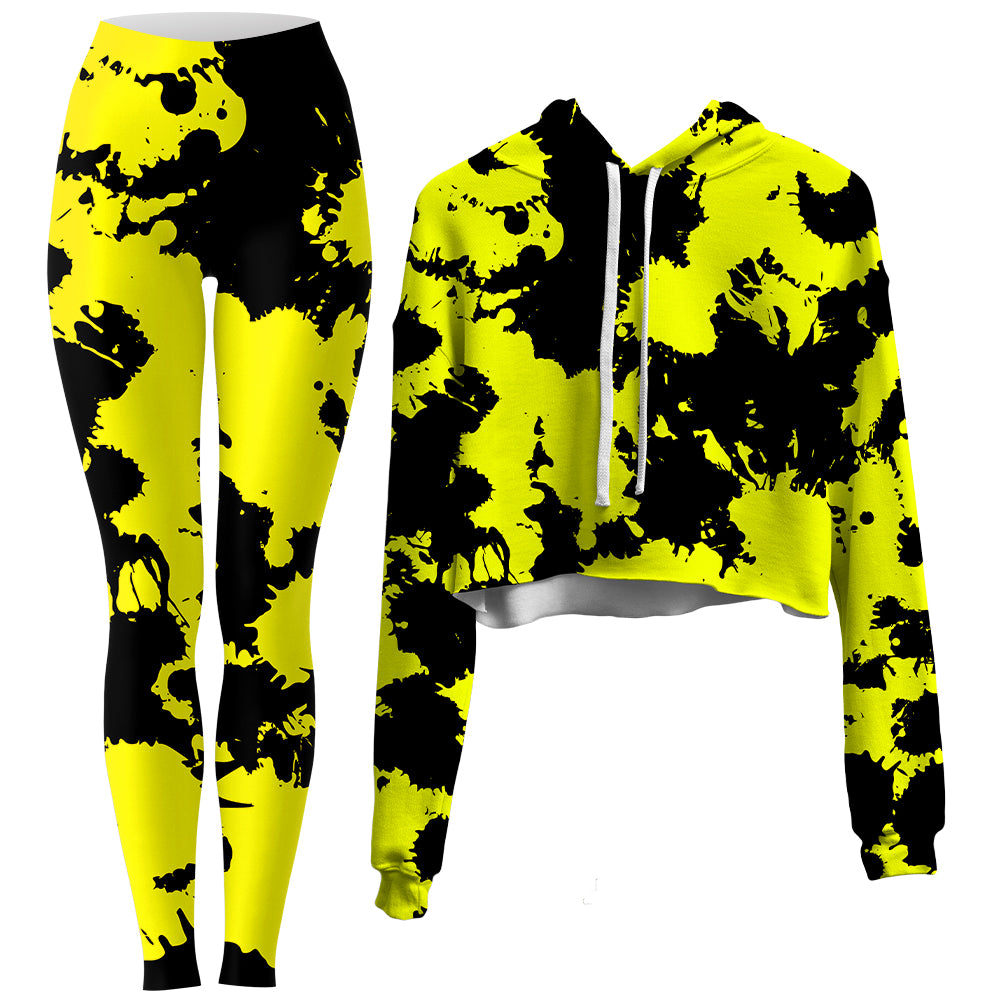 Black and Yellow Paint Splatter Leggings – iEDM