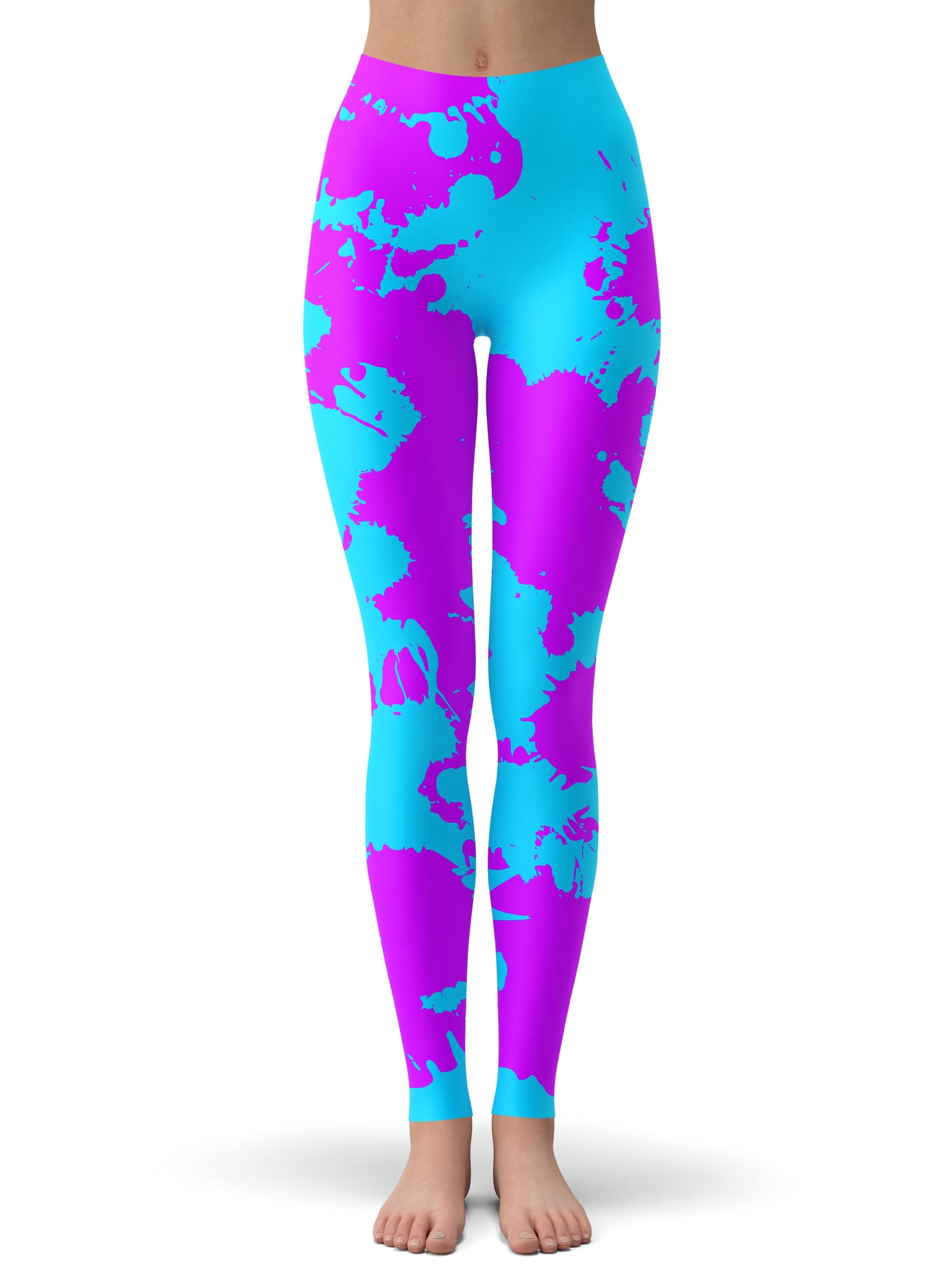 Blue and Purple Paint Splatter Crop Top and Leggings Combo, Big Tex Funkadelic, | iEDM