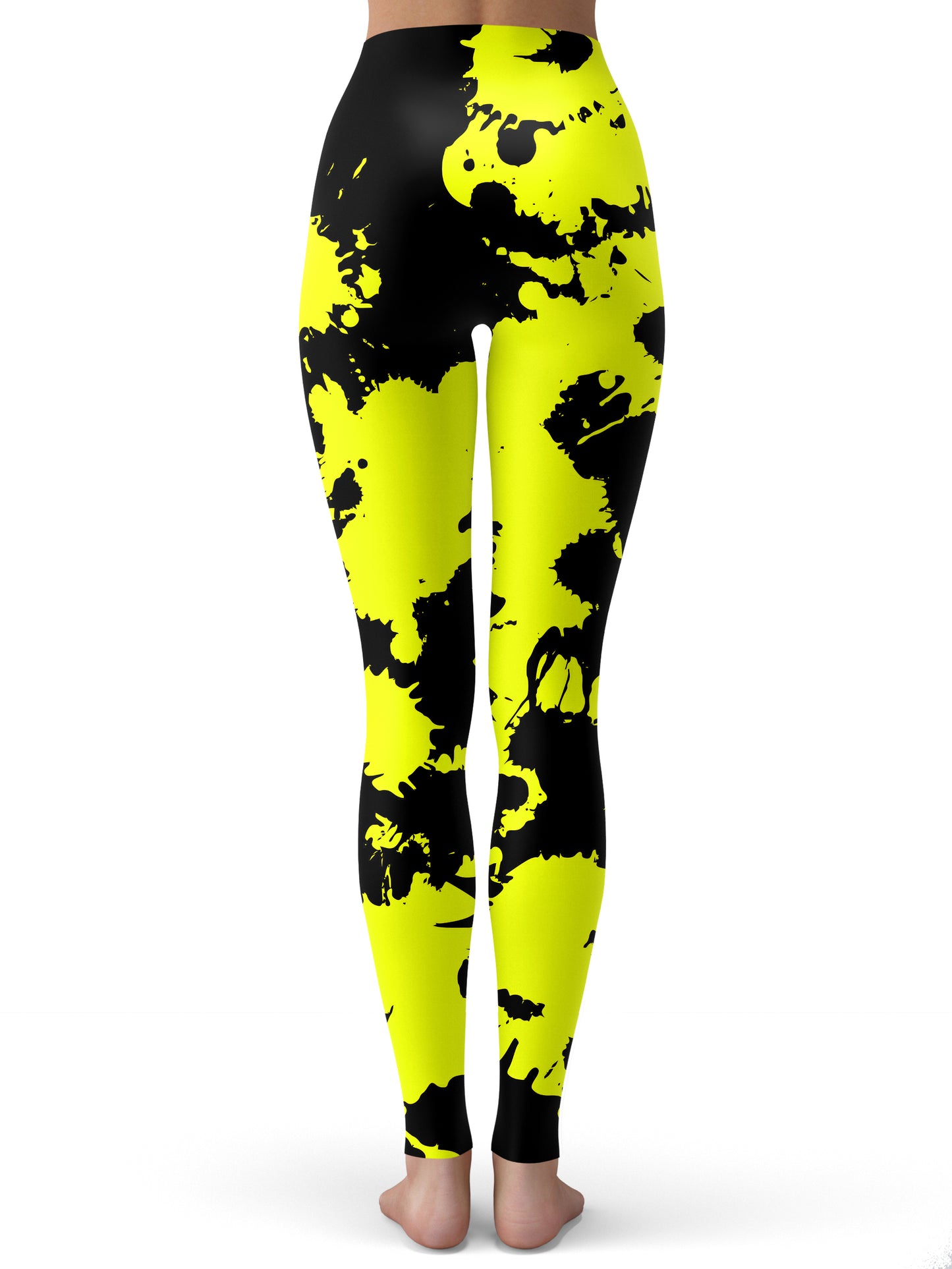 Yellow and Black Paint Splatter Leggings, Big Tex Funkadelic, | iEDM
