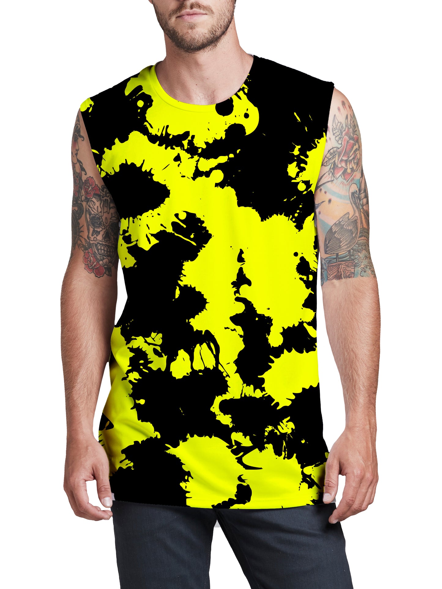 Yellow and Black Paint Splatter Men's Muscle Tank, Big Tex Funkadelic, | iEDM