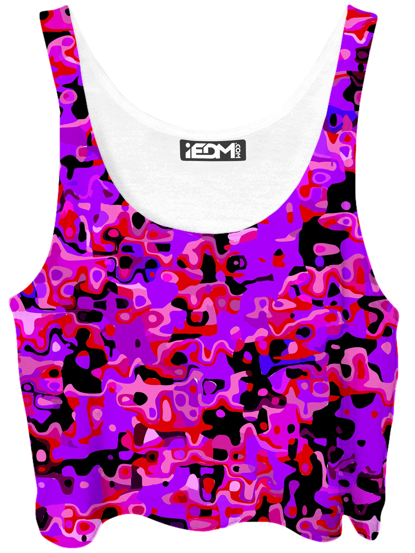 Purple Red and Black Rave Camo Melt Crop Top, Big Tex Funkadelic, | iEDM