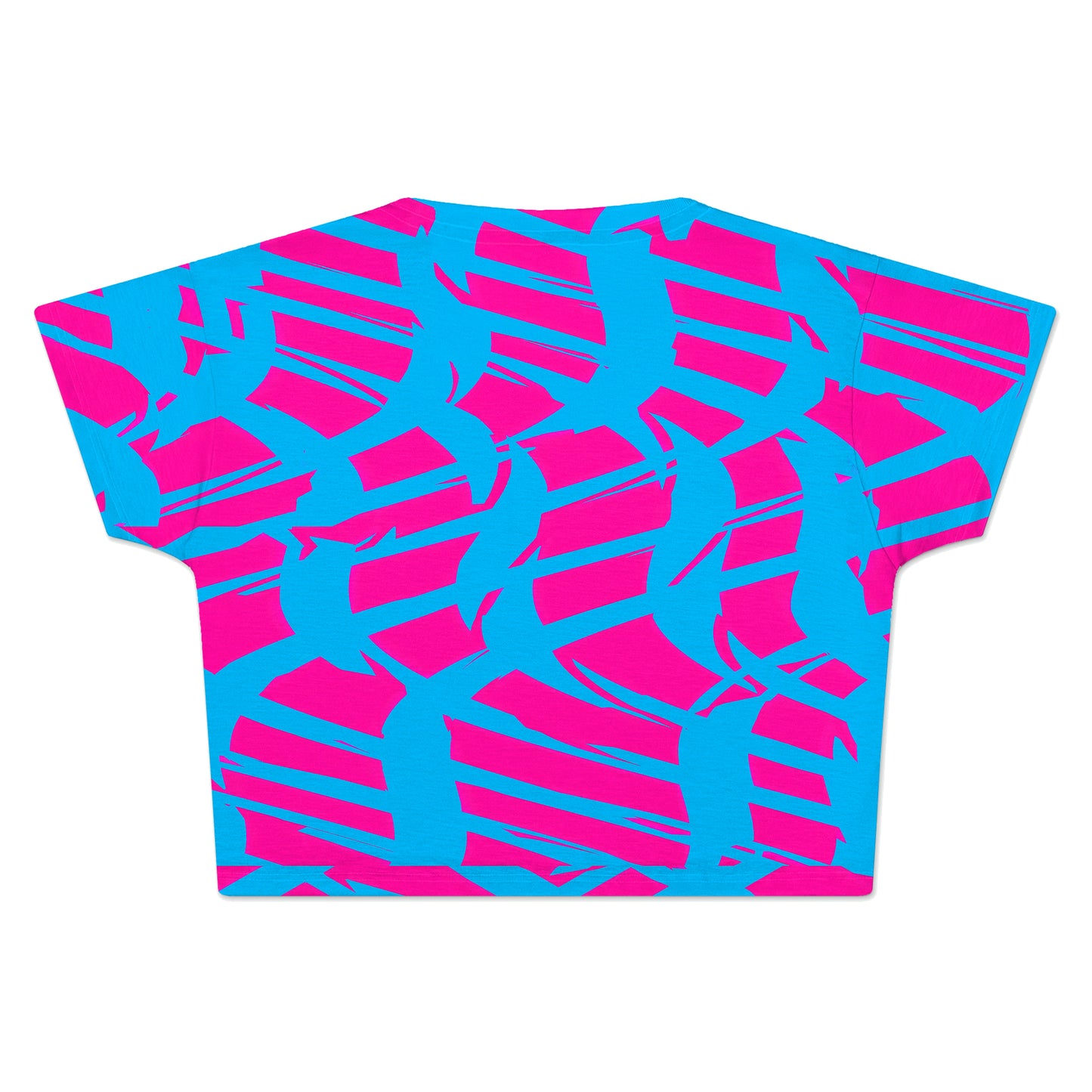 Pink and Blue Squiggly Rave Checkered Crop Tee, Big Tex Funkadelic, | iEDM