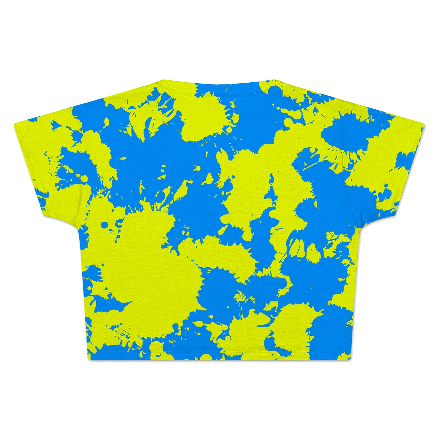 Yellow and Blue Paint Splatter Crop Tee, Big Tex Funkadelic, | iEDM