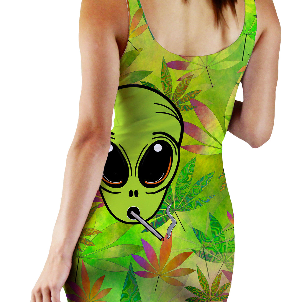 Alien Weed Bodycon Mini Dress, Psychedelic Pourhouse, | iEDM
