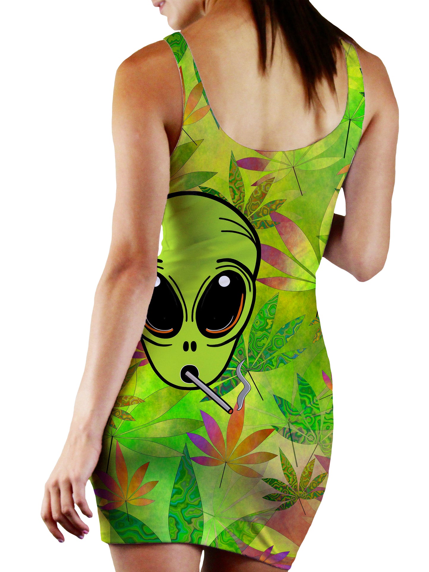 Alien Weed Bodycon Mini Dress, Psychedelic Pourhouse, | iEDM