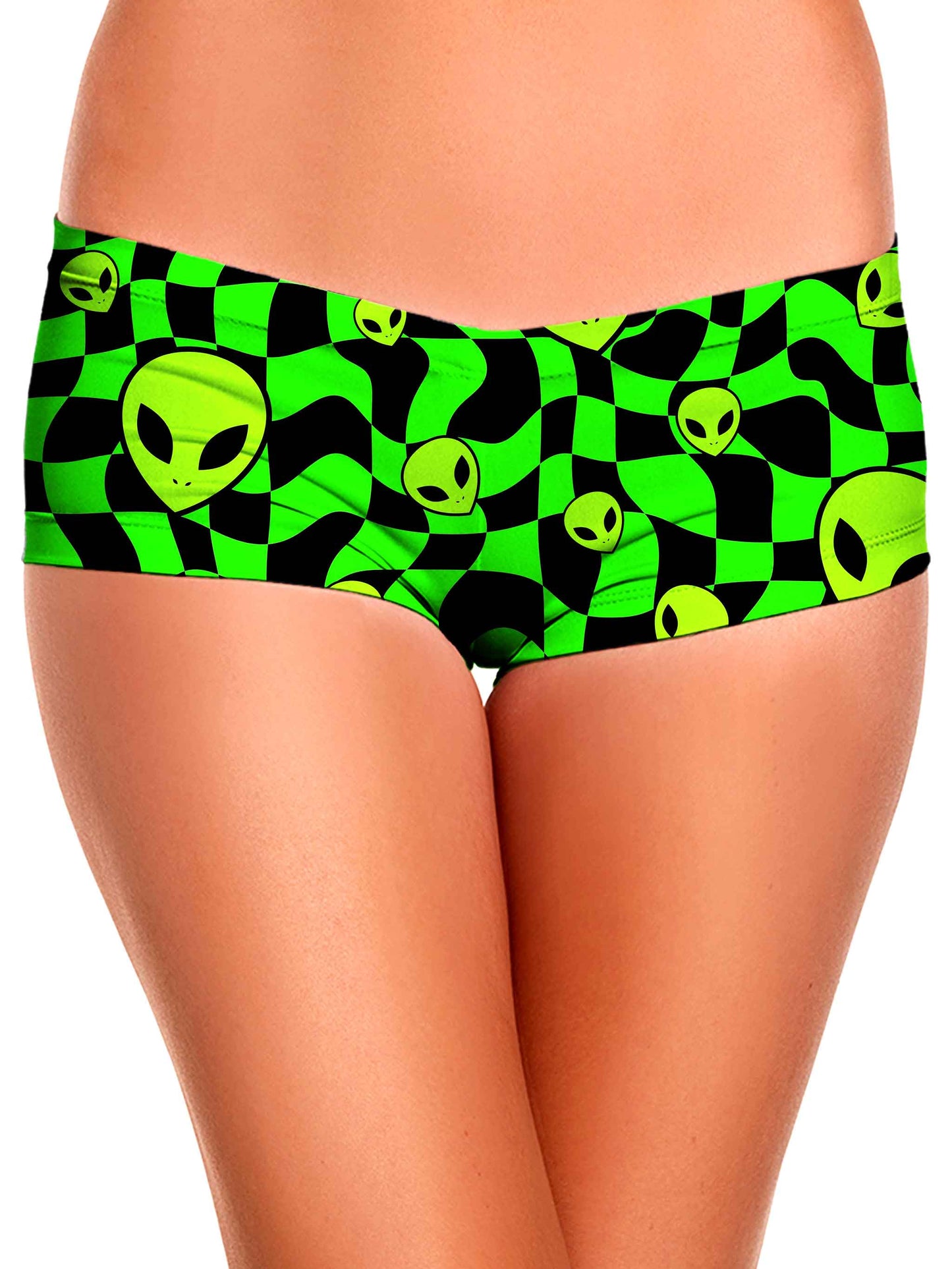 Green Aliens Crop Top and Booty Shorts Combo - iEDM