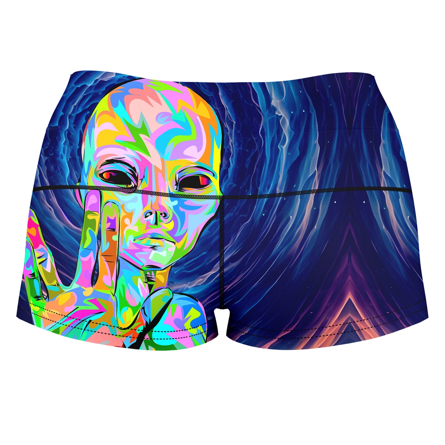 I Come in Peace High-Waisted Women's Shorts, Technodrome, | iEDM