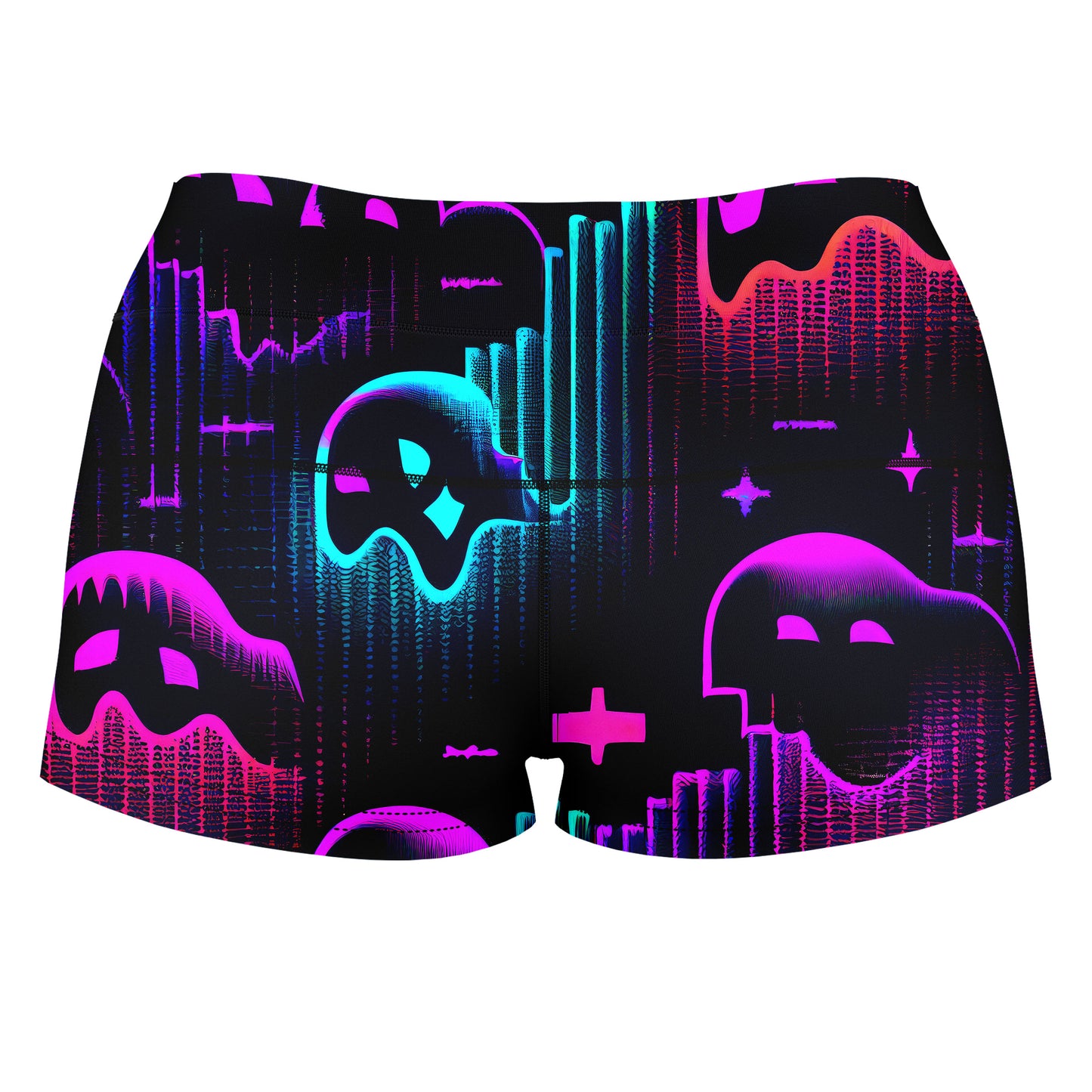 Ghost Melt High-Waisted Women's Shorts, iEDM, | iEDM