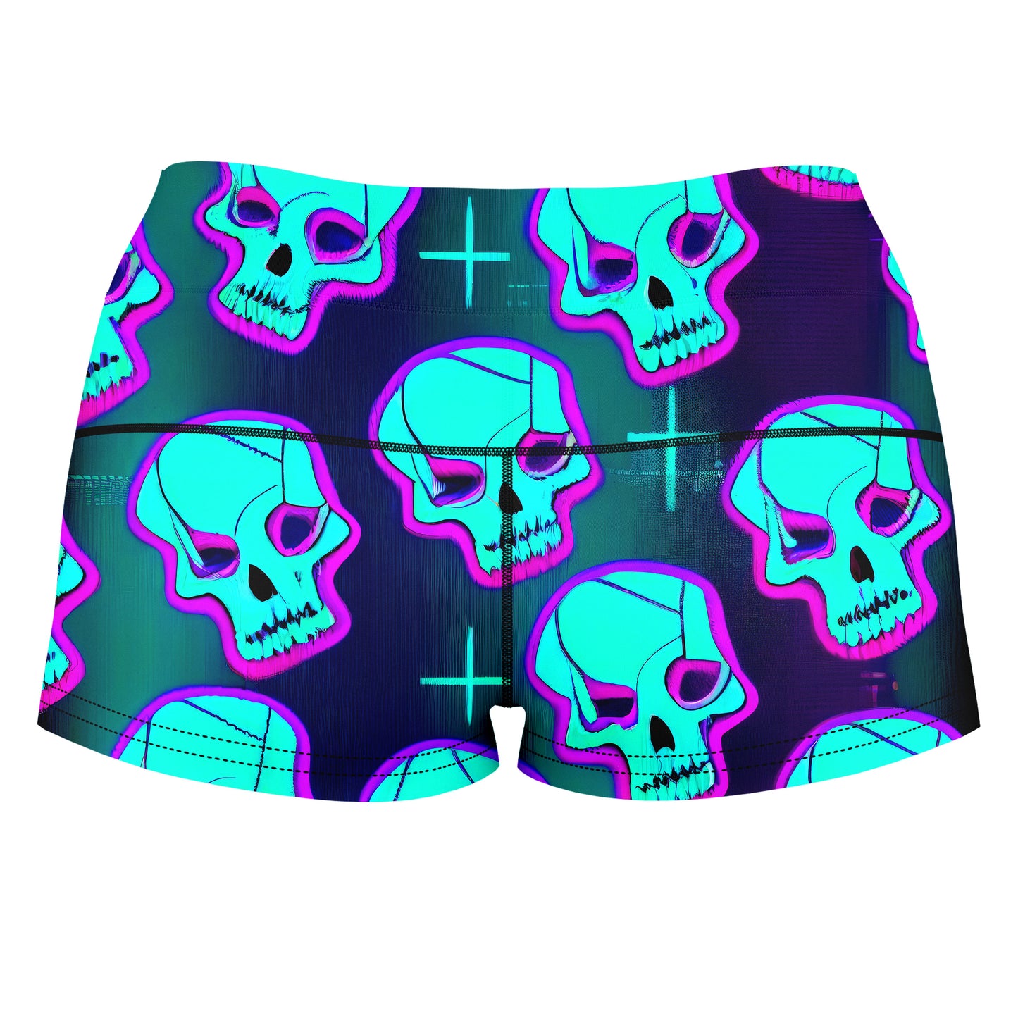 Neon Fright High-Waisted Women's Shorts, iEDM, | iEDM