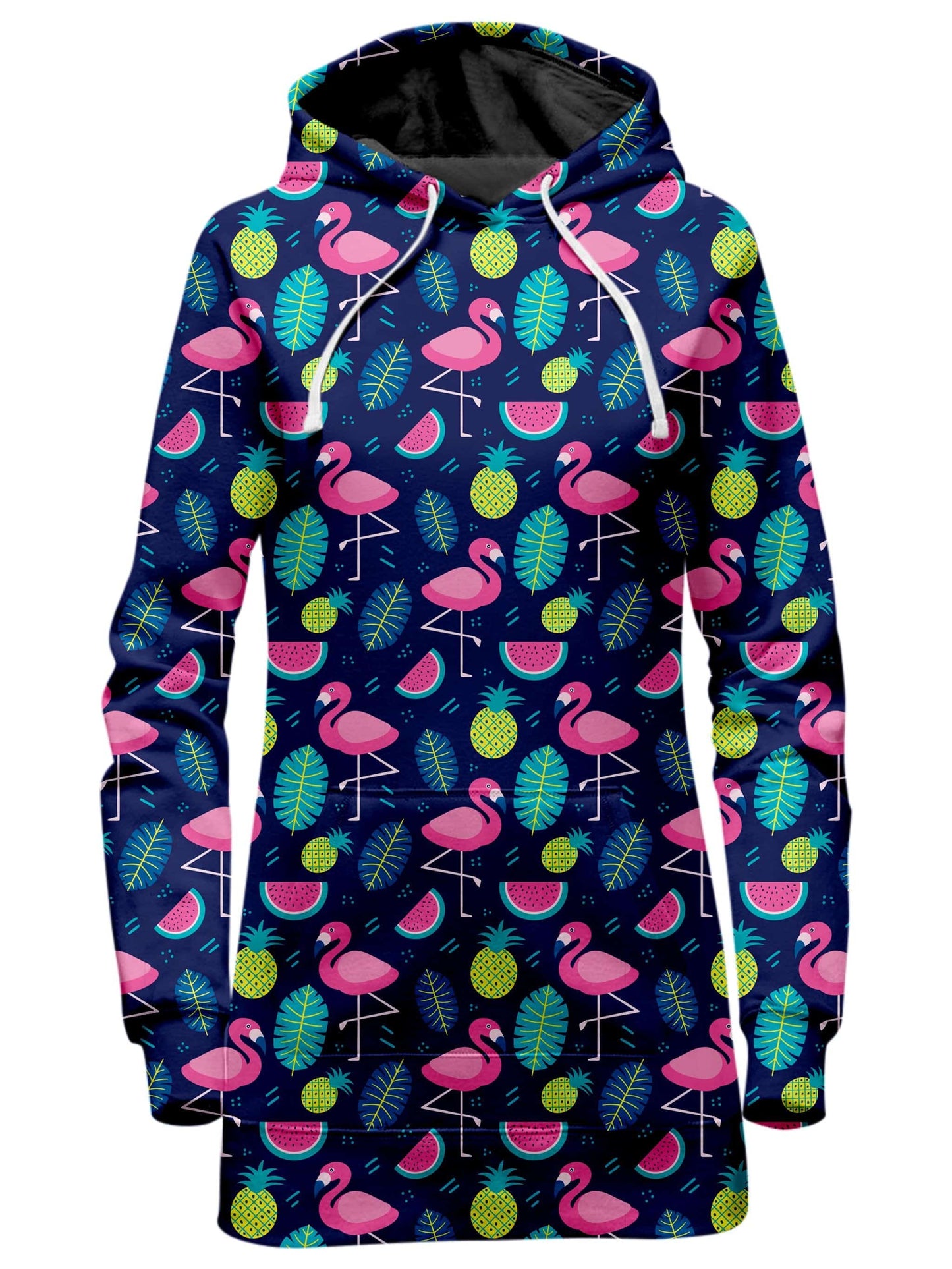 Neon Flamingos Hoodie Dress and Leggings with PM 2.5 Face Mask Combo, iEDM, | iEDM