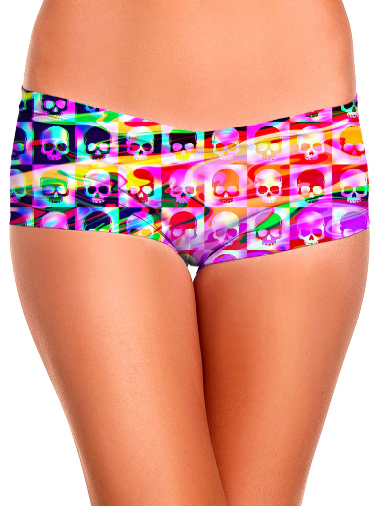 Skull Fam Purple Crop Top and Booty Shorts Combo, Art Design Works, | iEDM