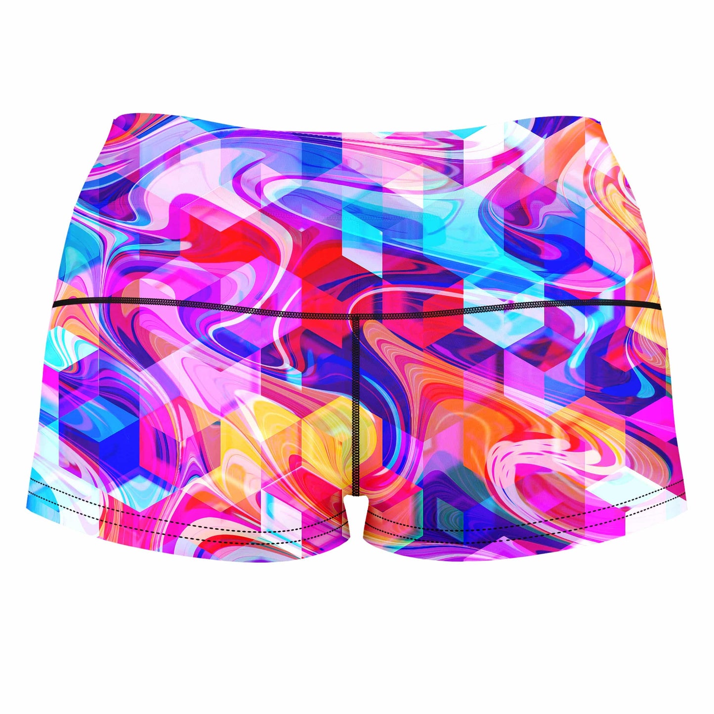 Cubic Drop High-Waisted Women's Shorts, Art Design Works, | iEDM