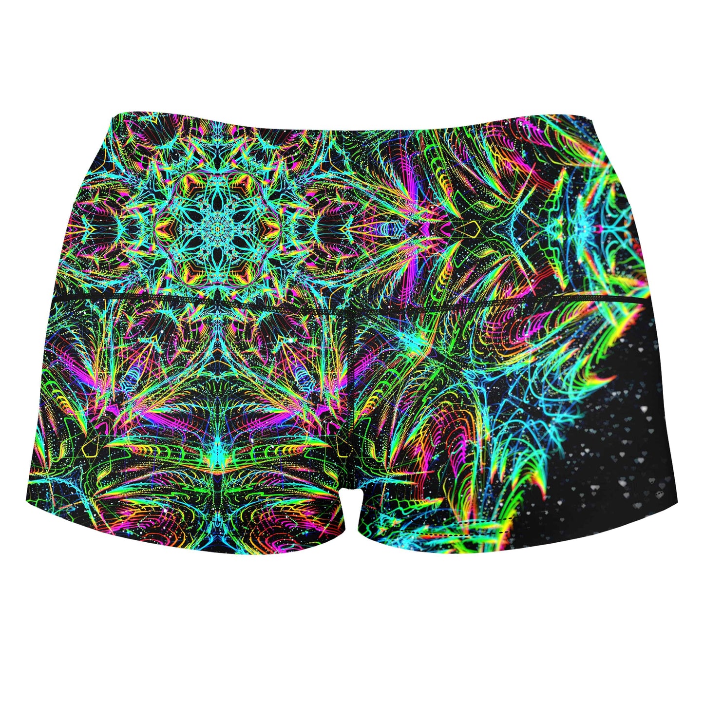 Green Warp High-Waisted Women's Shorts, Art Design Works, | iEDM