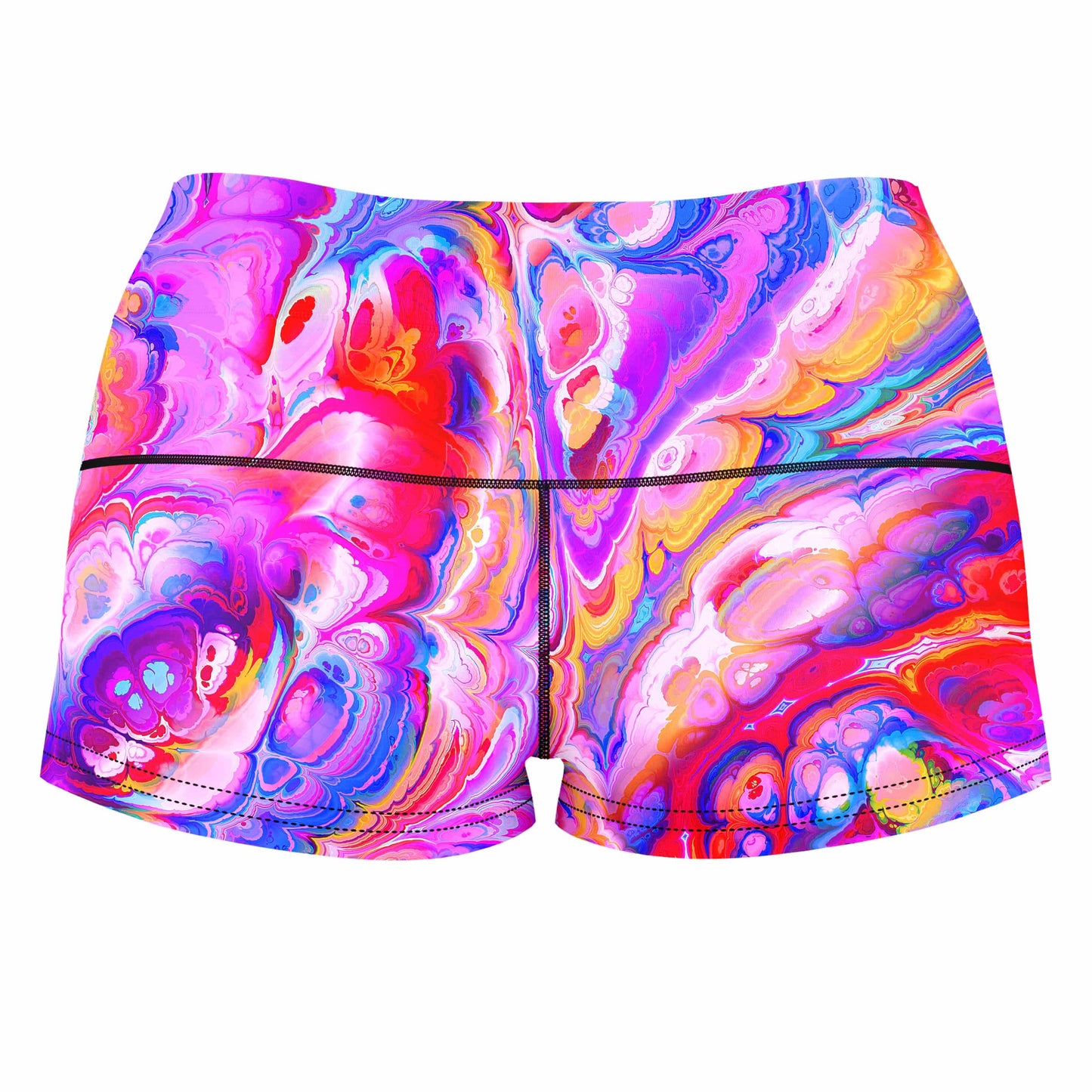 Plasma Flow High-Waisted Women's Shorts, Art Design Works, | iEDM