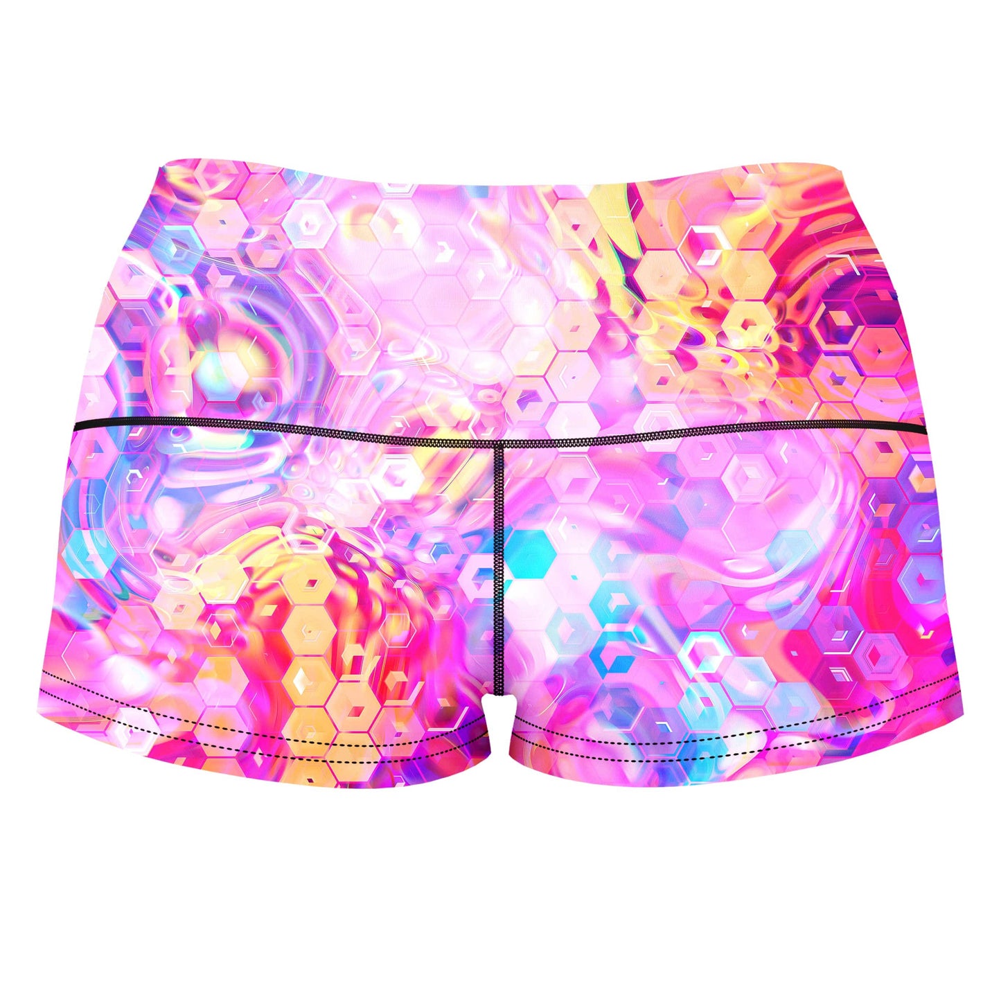 Purple Mirage High-Waisted Women's Shorts, Art Design Works, | iEDM