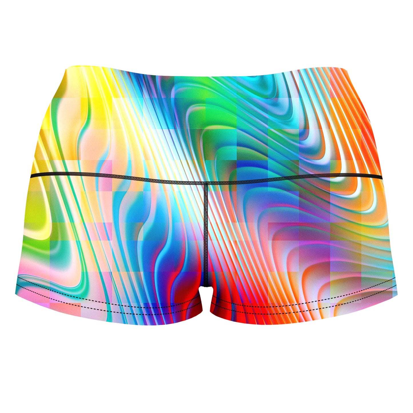 Rainbow Prism High-Waisted Women's Shorts, Art Design Works, | iEDM