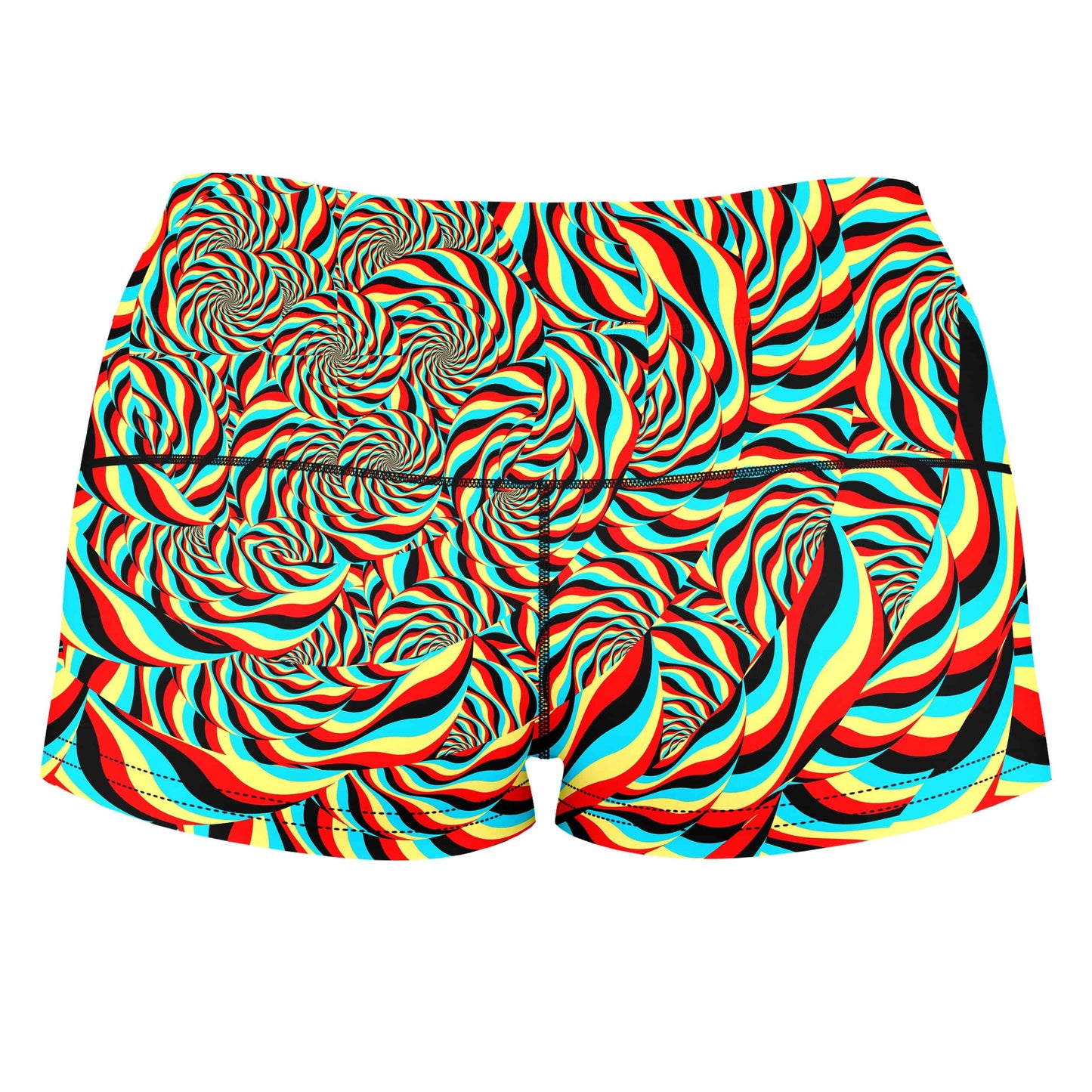 Trippy Swirl High-Waisted Women's Shorts, Art Design Works, | iEDM