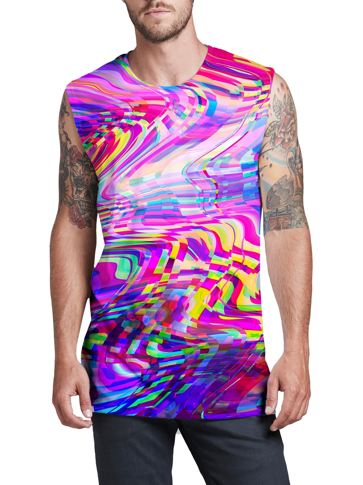 Glitch Waves Men's Muscle Tank, Art Design Works, | iEDM