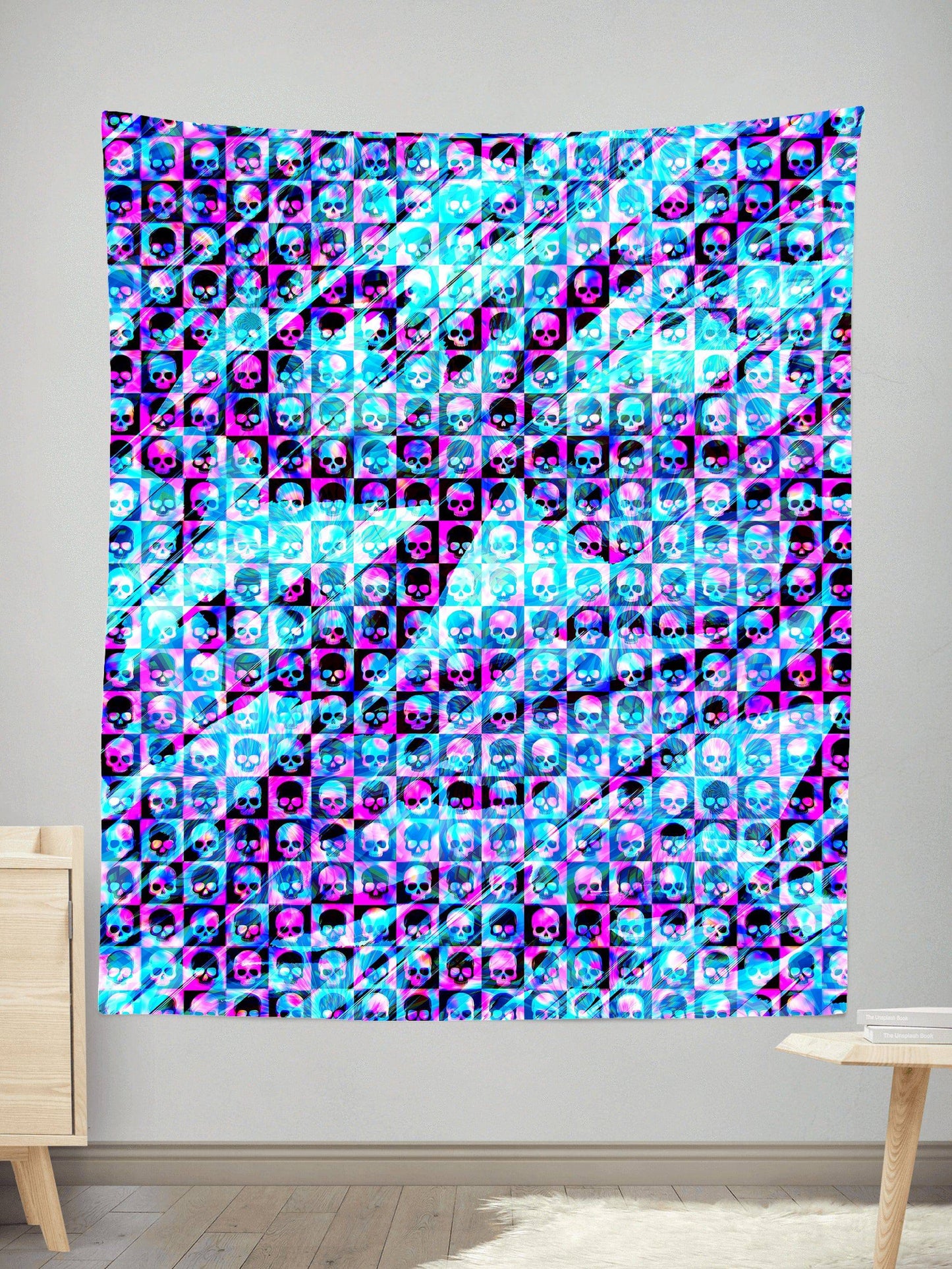 Skull Fam Blue Tapestry, Art Design Works, | iEDM