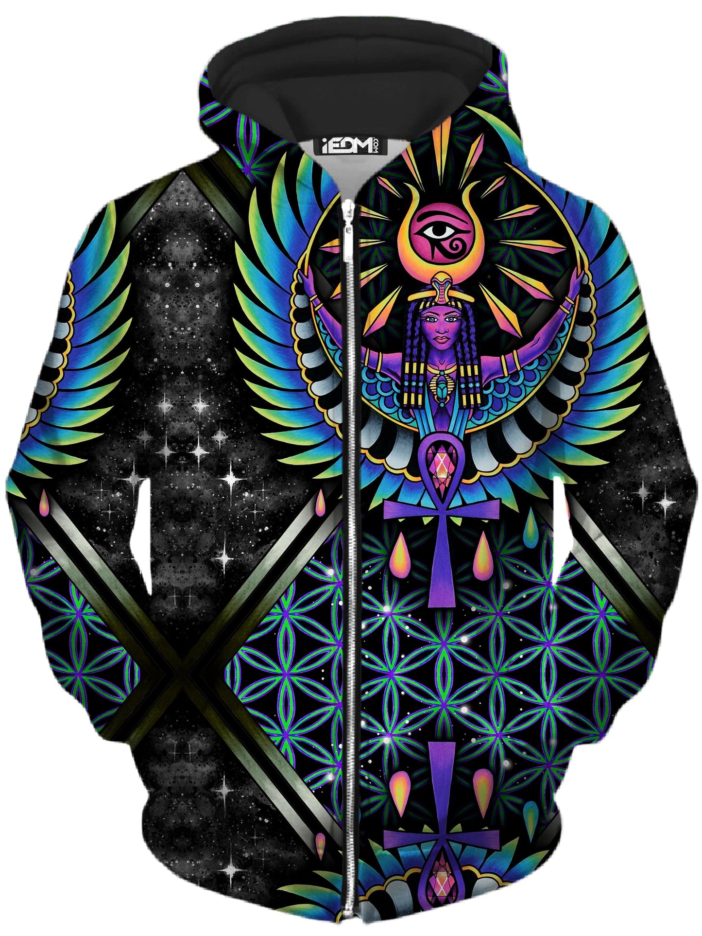 Isis Blue Unisex Zip-Up Hoodie, BrizBazaar, | iEDM