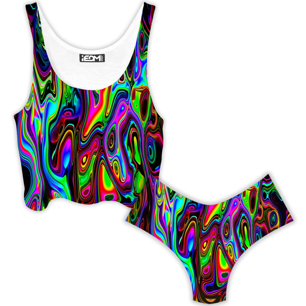 Acid Drop Crop Top and Booty Shorts Combo, Psychedelic Pourhouse, | iEDM
