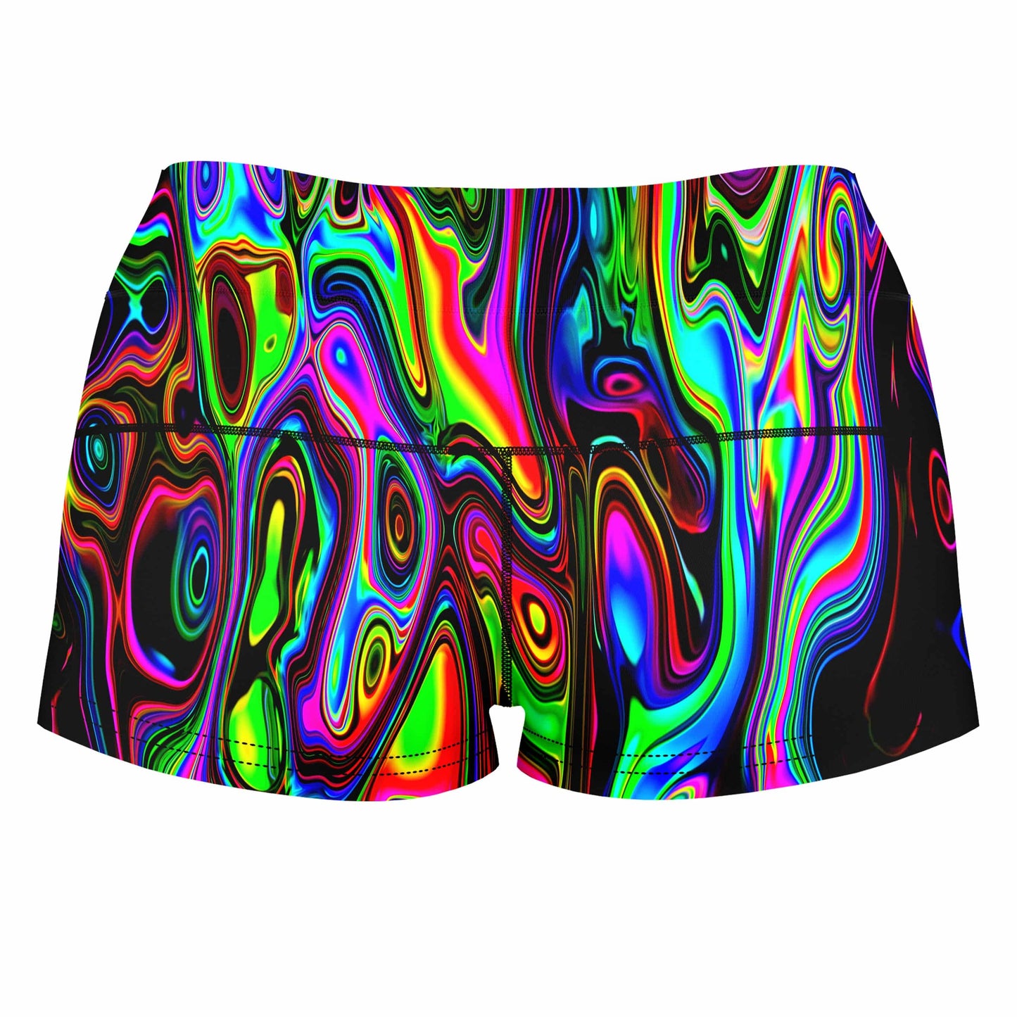 Acid Drop High-Waisted Women's Shorts, Psychedelic Pourhouse, | iEDM