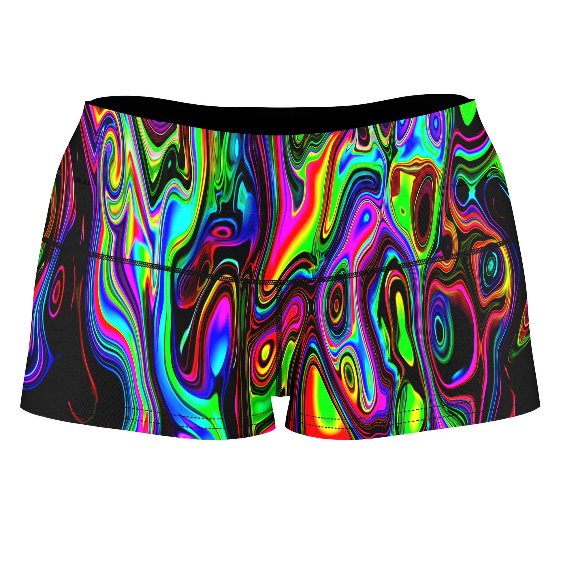 Acid Drop High-Waisted Women's Shorts, Psychedelic Pourhouse, | iEDM
