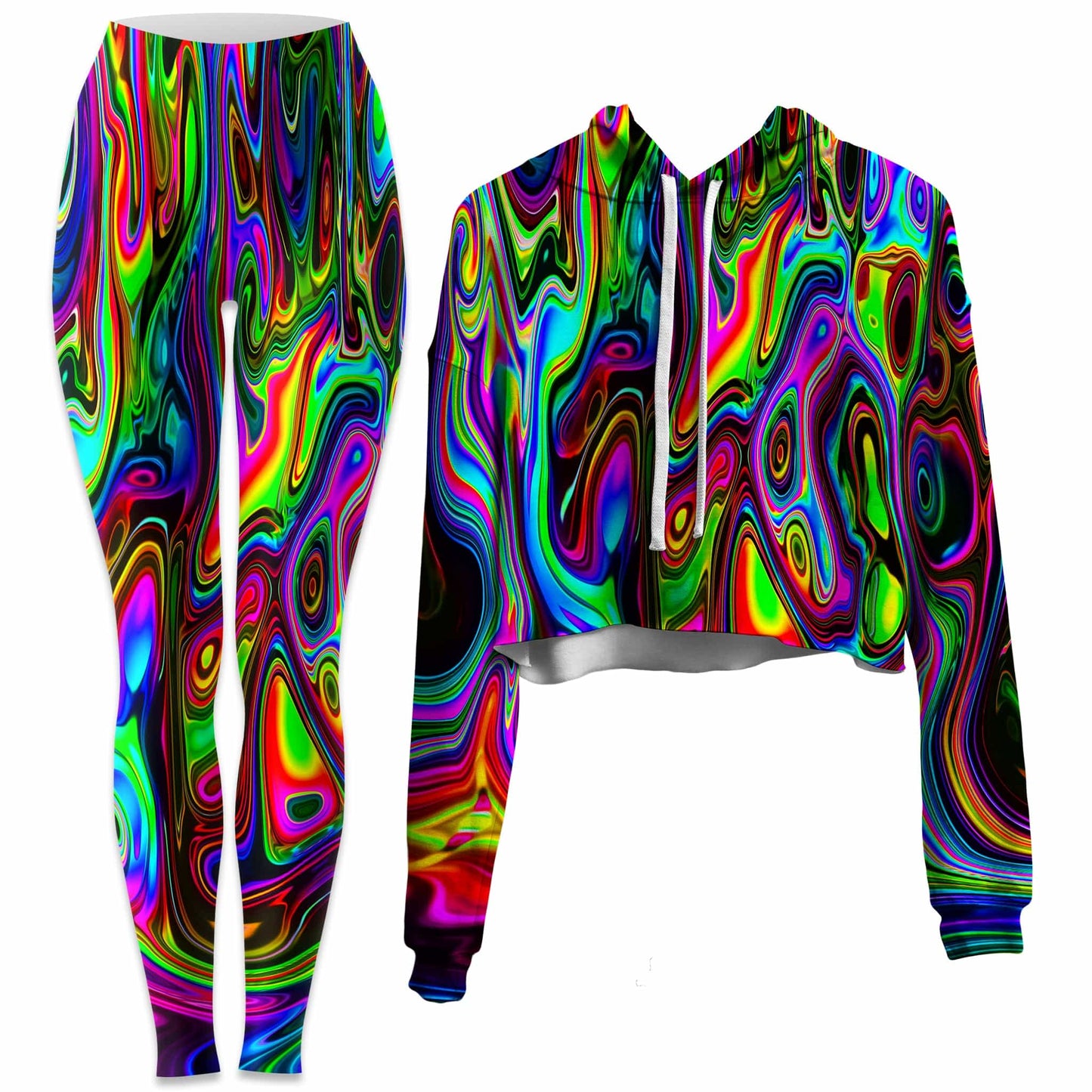 Acid Drop Crop Hoodie and Leggings Combo, Psychedelic Pourhouse, | iEDM
