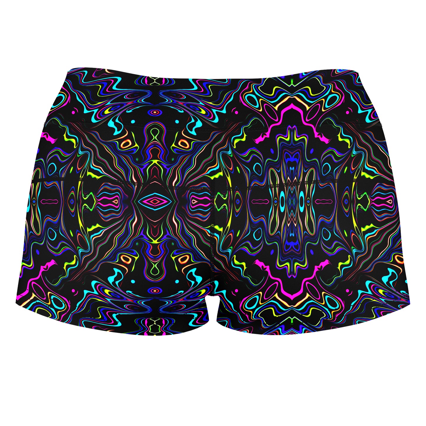 Wonky Vision High-Waisted Women's Shorts, Psychedelic Pourhouse, | iEDM