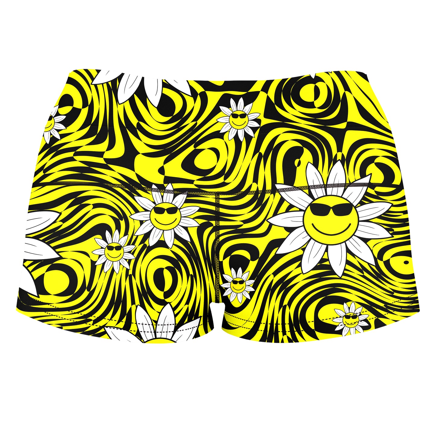 Smiling Daisies High-Waisted Women's Shorts, Sartoris Art, | iEDM