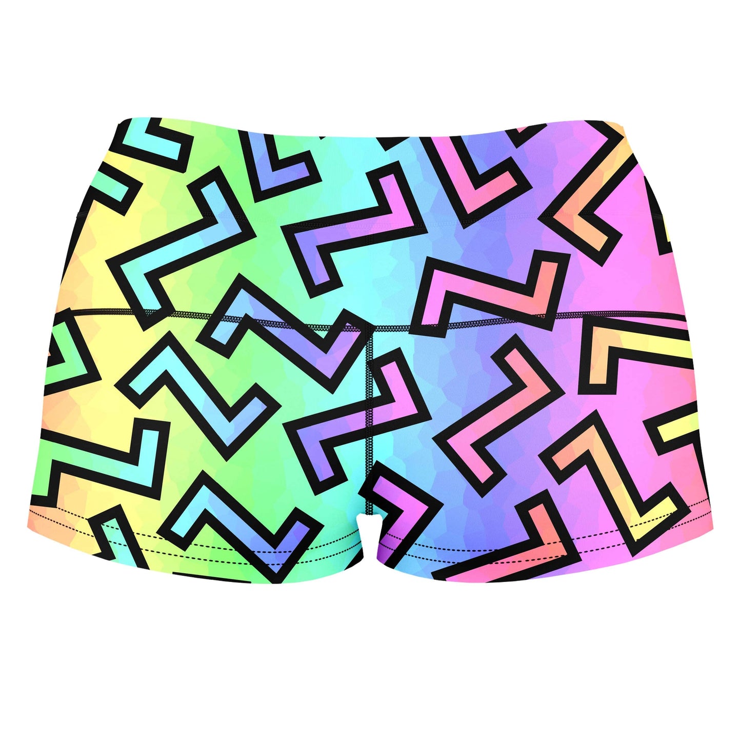 80s Rainbow High-Waisted Women's Shorts, Sartoris Art, | iEDM