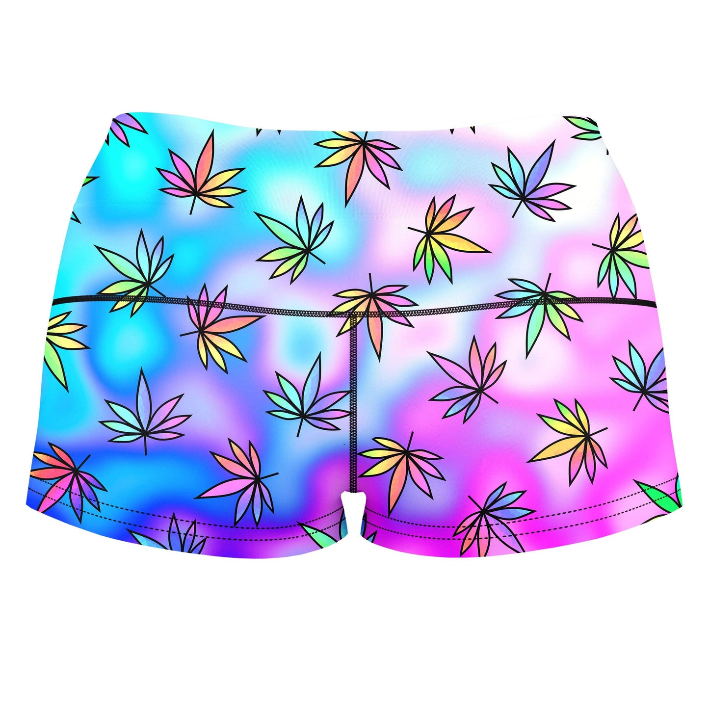 Cascading Marijuana High-Waisted Women's Shorts, Sartoris Art, | iEDM