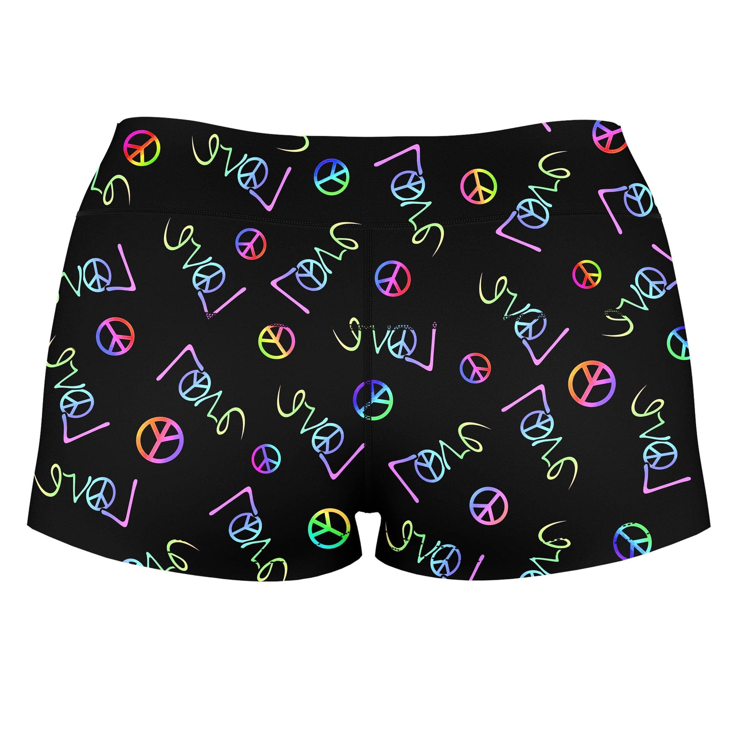 Peace and Love High-Waisted Women's Shorts, Sartoris Art, | iEDM