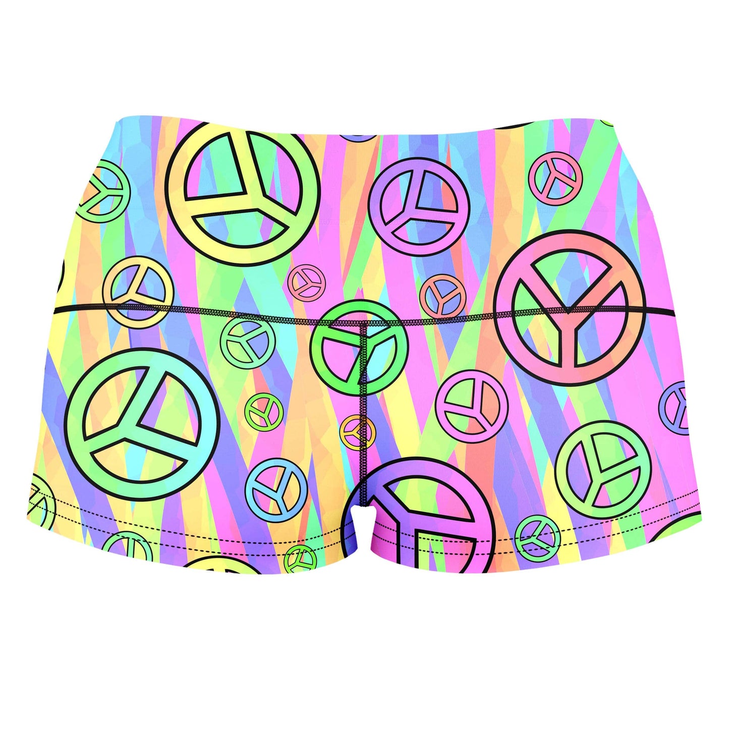 Retro Peace Symbol High-Waisted Women's Shorts, Sartoris Art, | iEDM