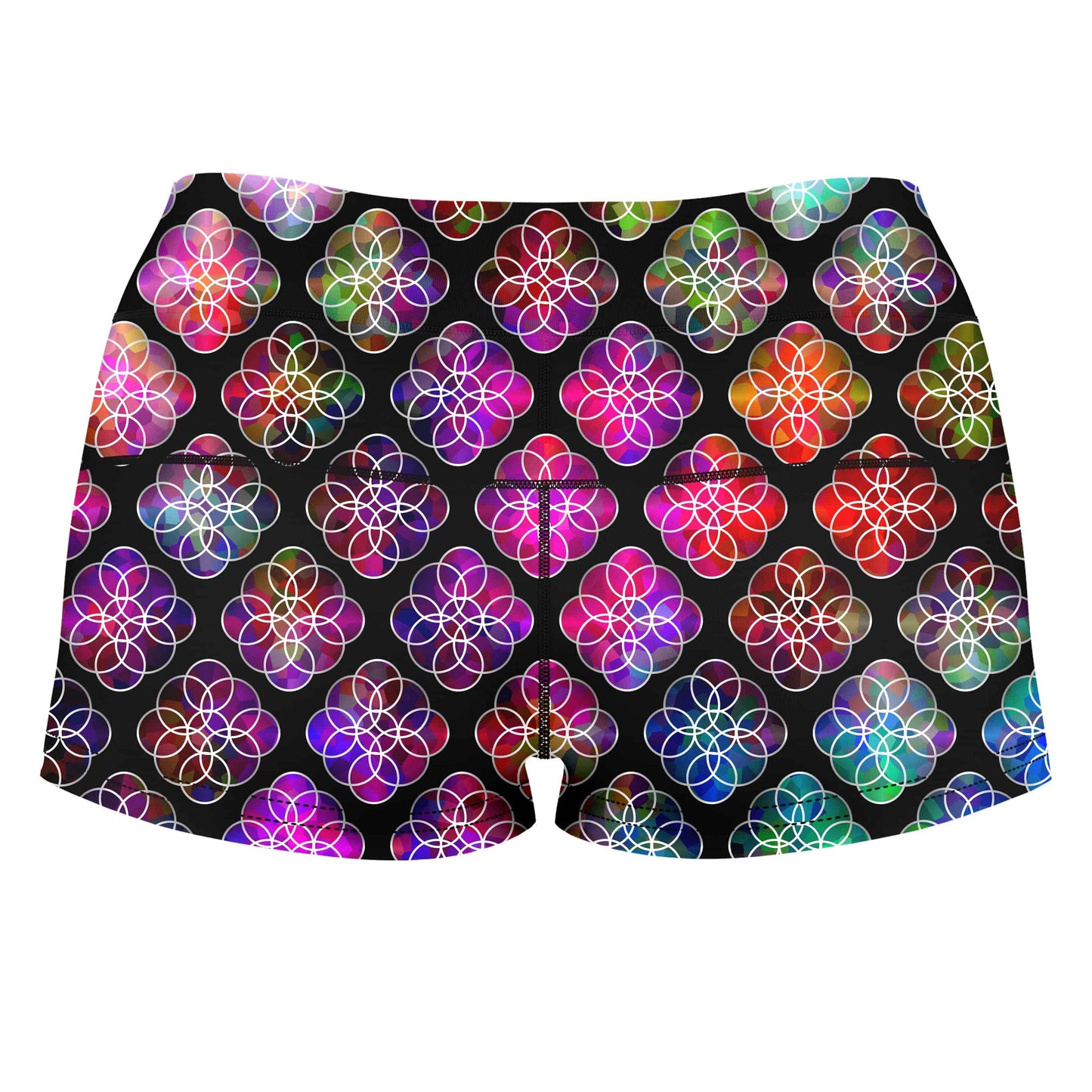 Rings of Color Pattern High-Waisted Women's Shorts, Sartoris Art, | iEDM