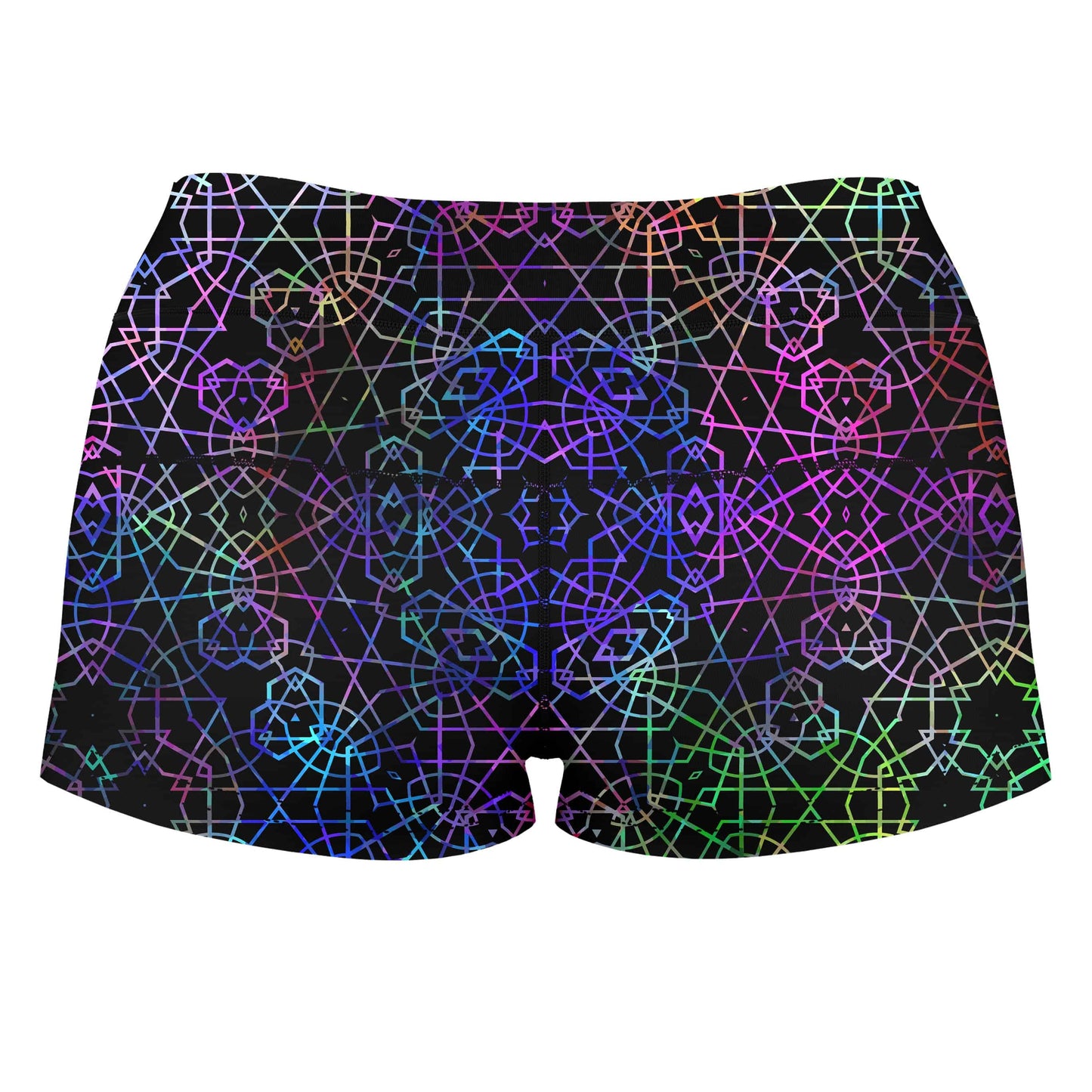 Symmetrical Color Journey High-Waisted Women's Shorts, Sartoris Art, | iEDM