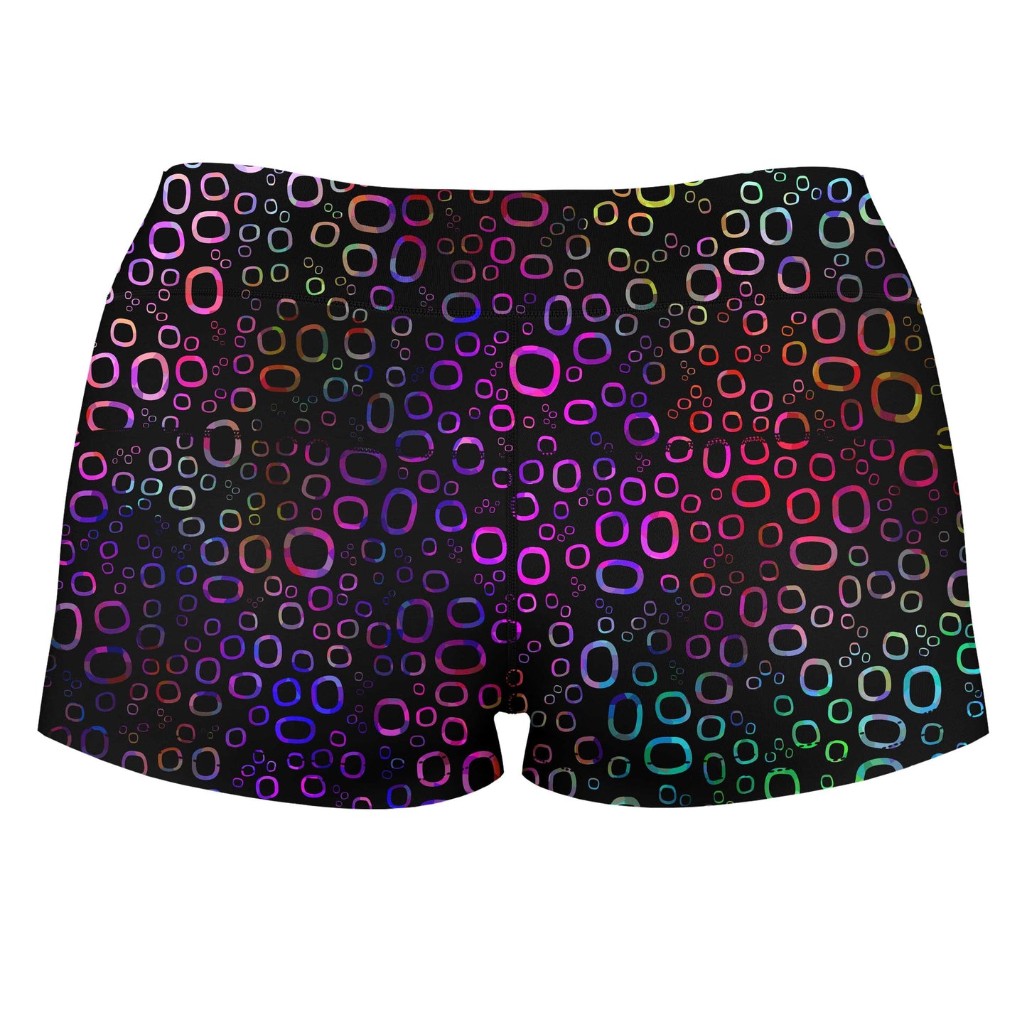 Trippy Color Journey High-Waisted Women's Shorts, Sartoris Art, | iEDM
