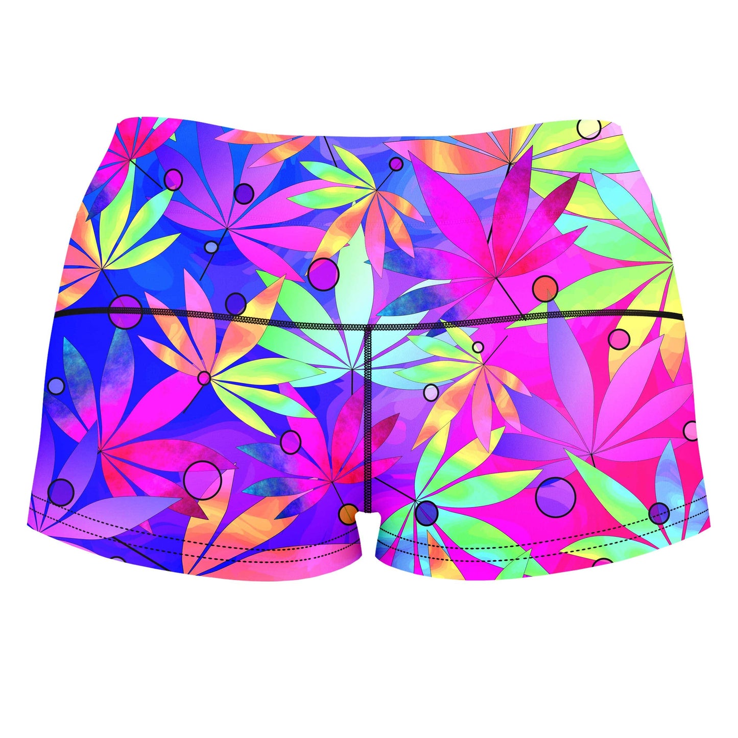 Whimsical Weed High-Waisted Women's Shorts, Sartoris Art, | iEDM
