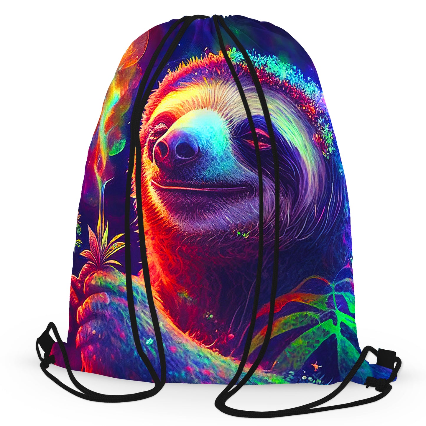 Sloth Smoking Weed Psychedelic Drawstring Bag, iEDM, | iEDM