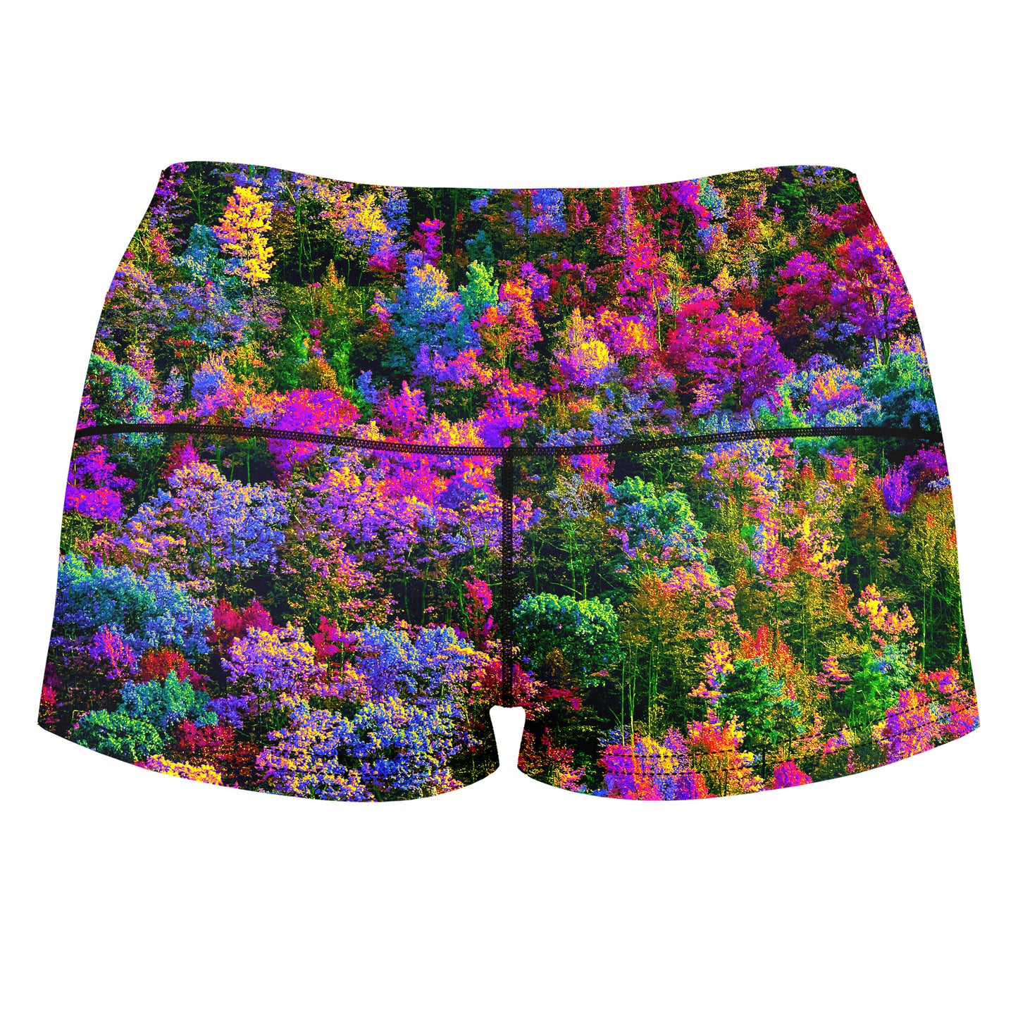 Psychedelic Forest High-Waisted Women's Shorts, Think Lumi, | iEDM