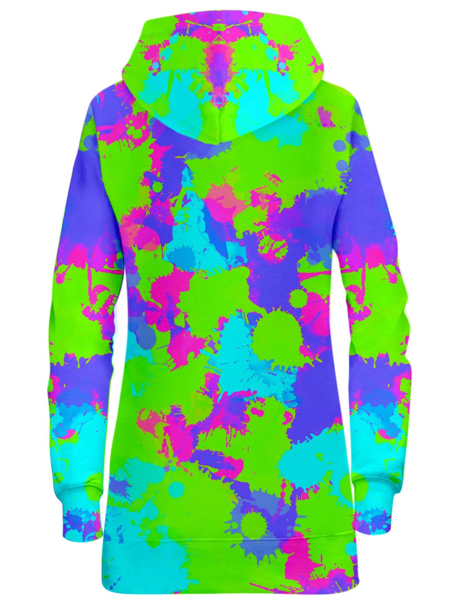 90s Neon Paint Splatter Hoodie Dress, Big Tex Funkadelic, | iEDM